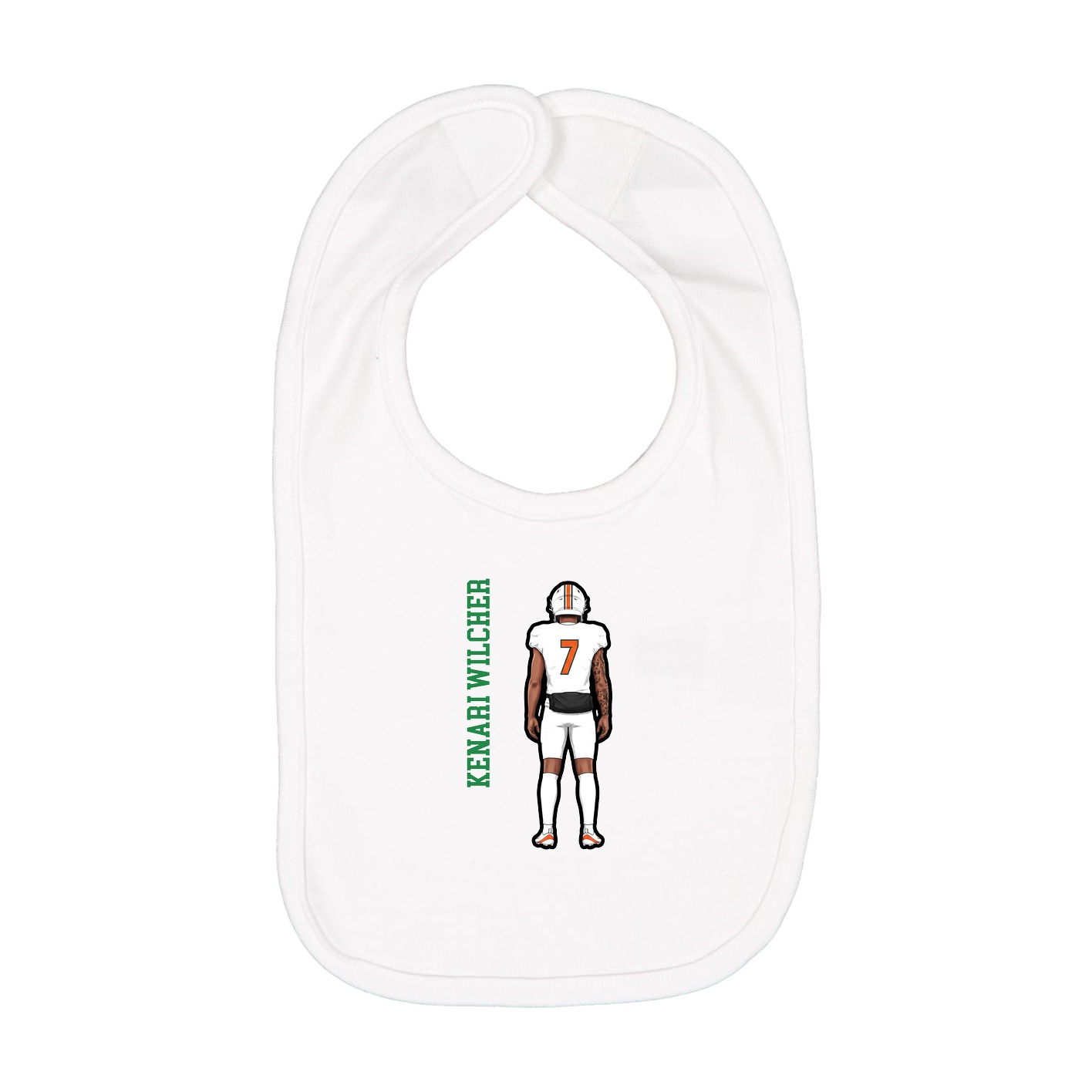 Infant Bib — Name Vertical in White