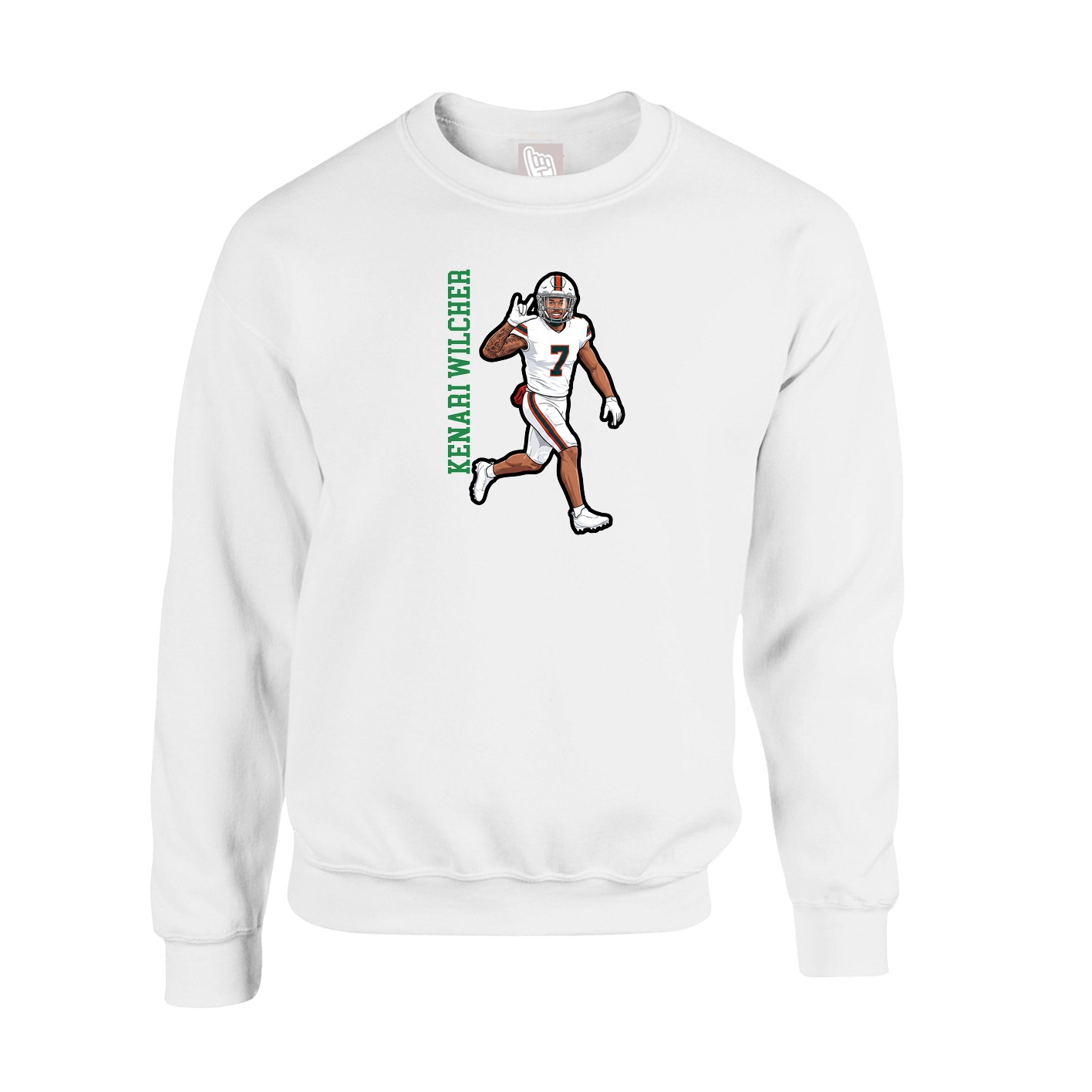 Fleece Crew — Name Vertical in White