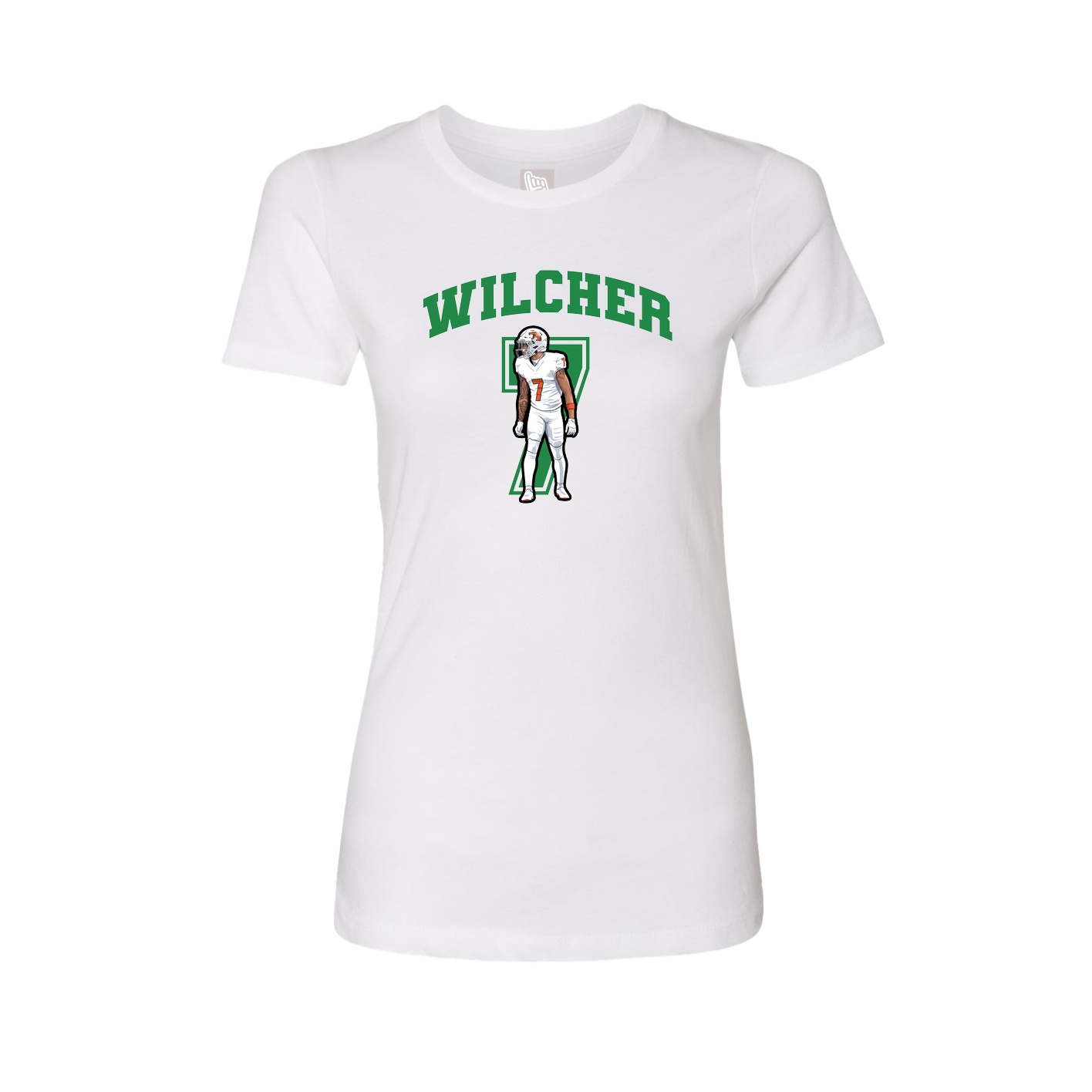 Fitted Women's Tee — Number in White