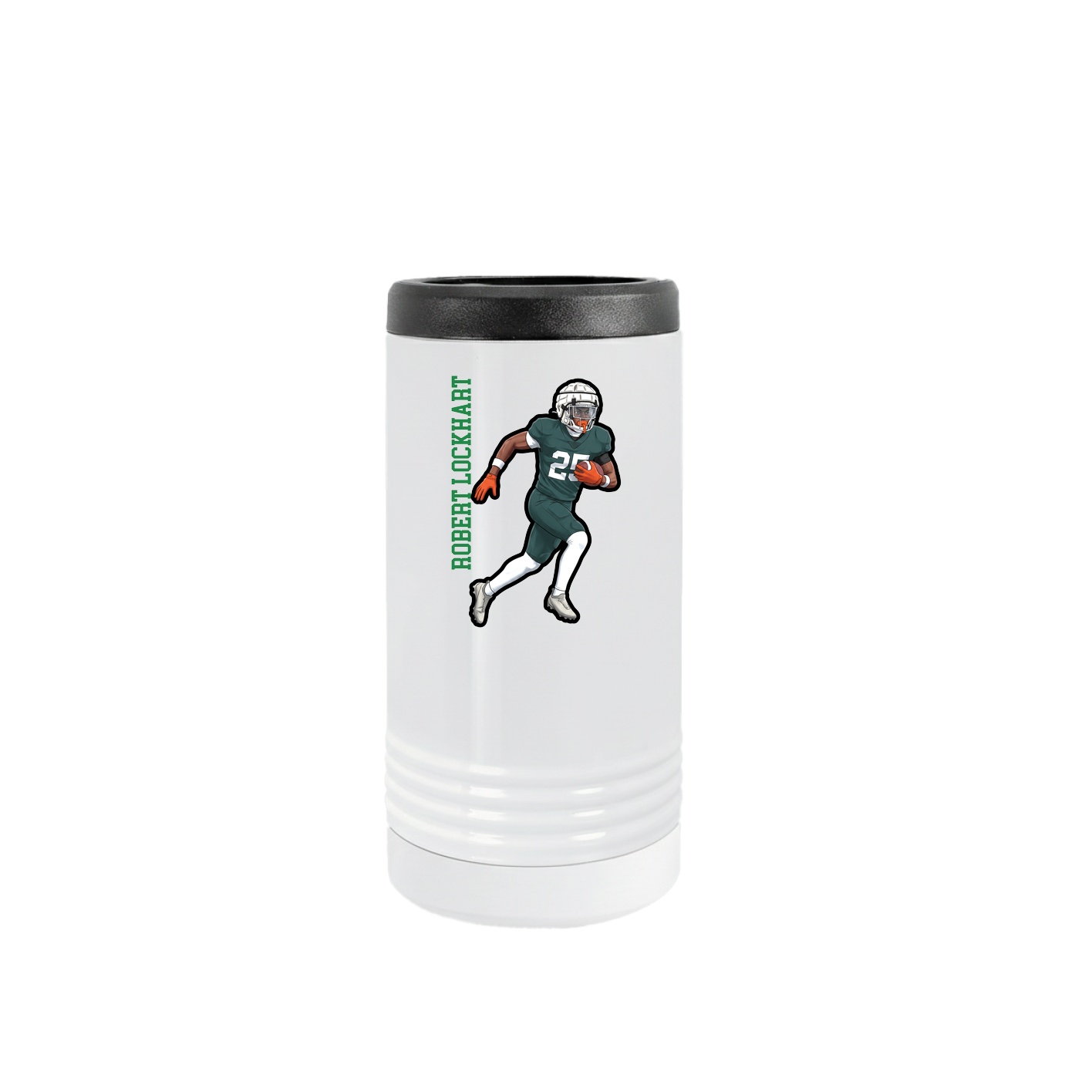 Slim Beverage Holder — Name Vertical in White
