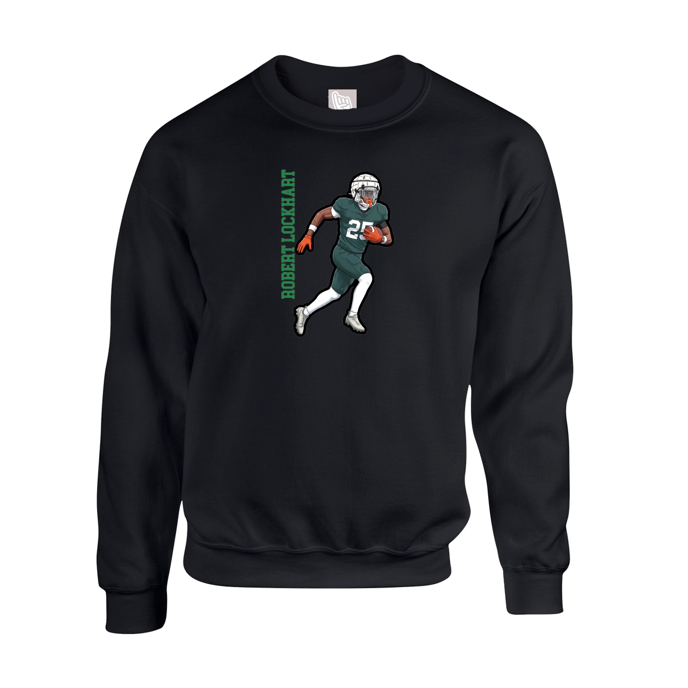 Fleece Crew — Name Vertical in Black