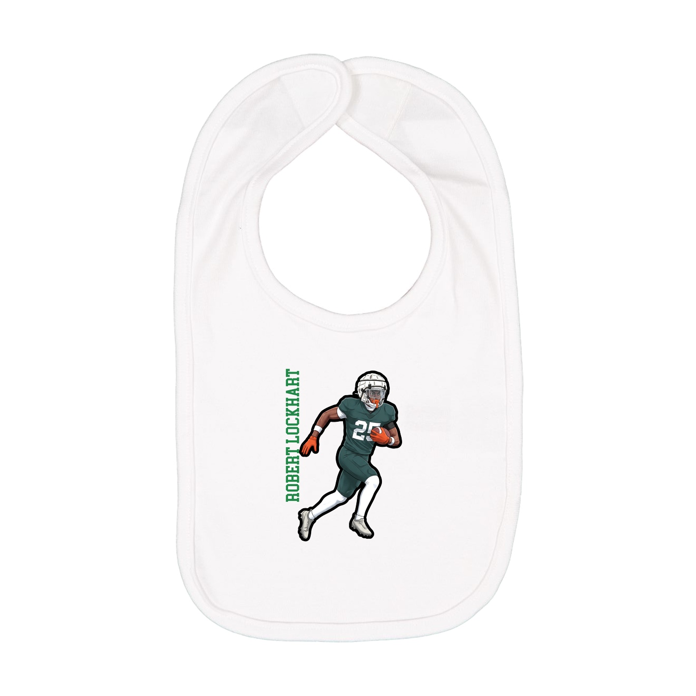 Infant Bib — Name Vertical in White
