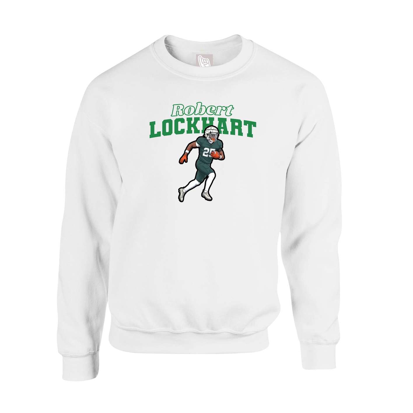 Fleece Crew — Name Arch in White