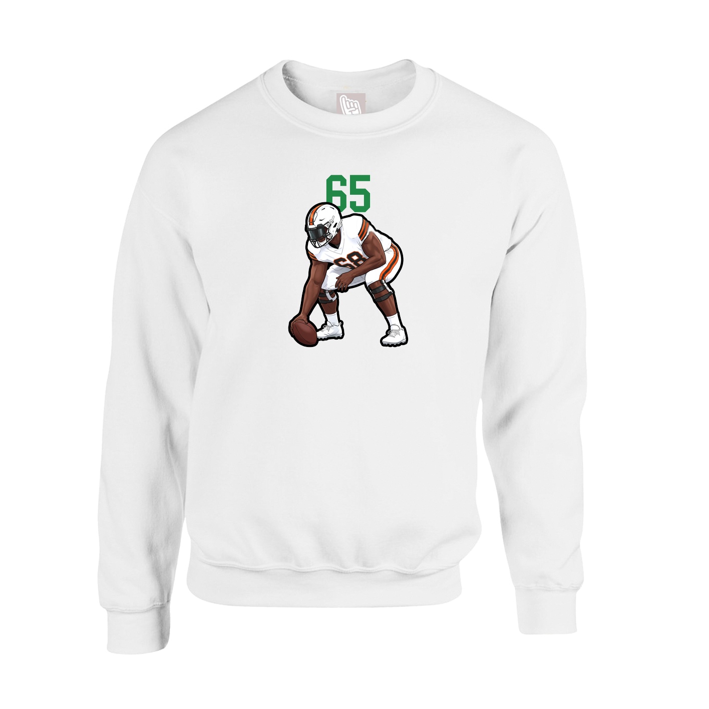 Fleece Crew — Number Top in White