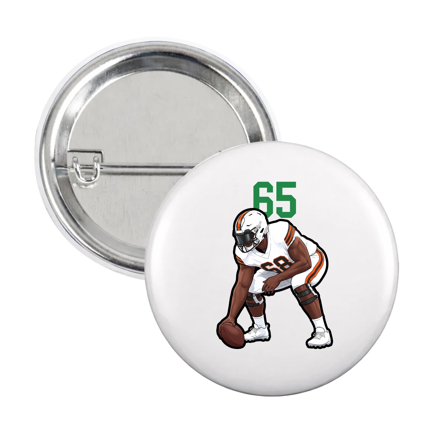 Game Day Button — Number Top in White