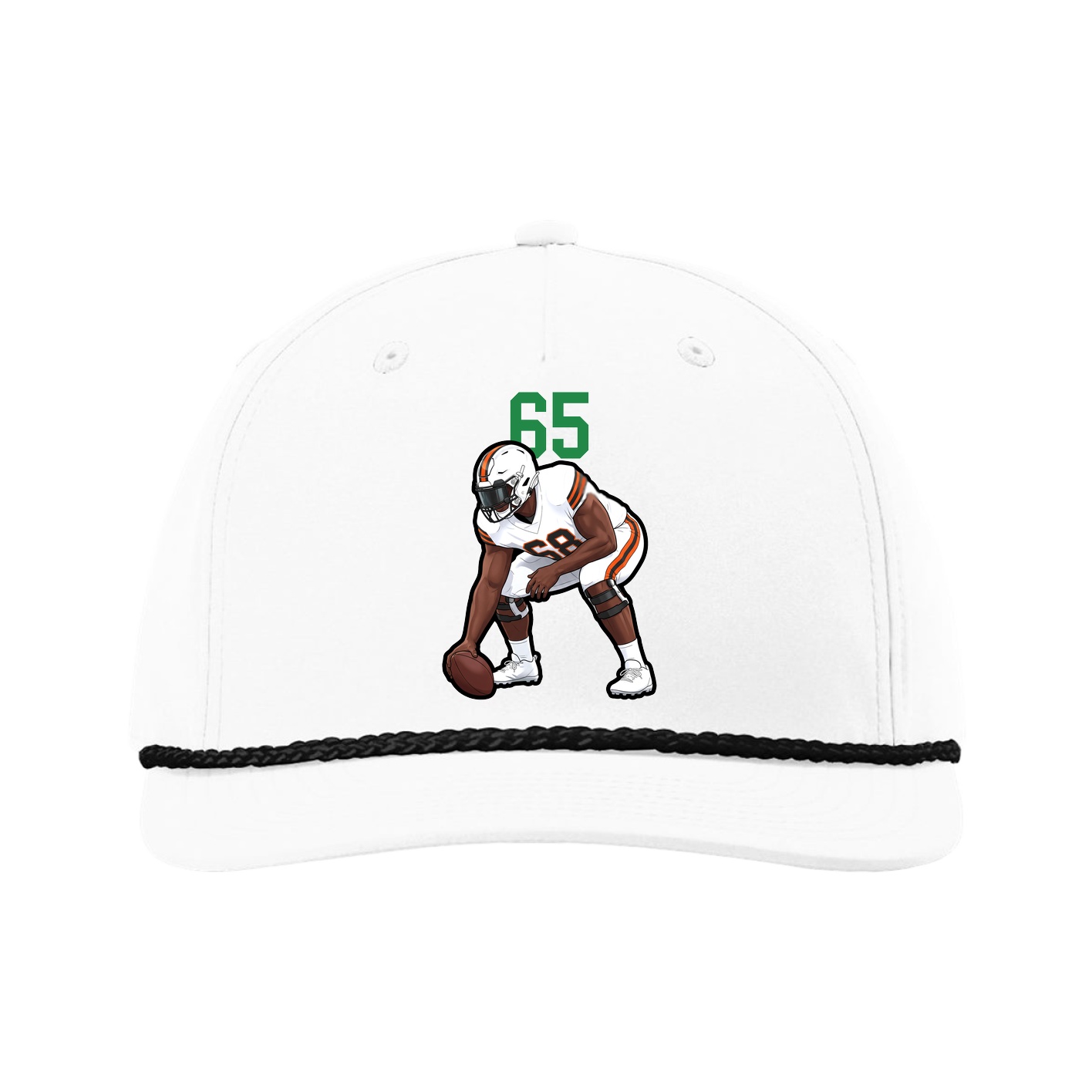 Five-Panel Classic Rope Cap — Number Top in White