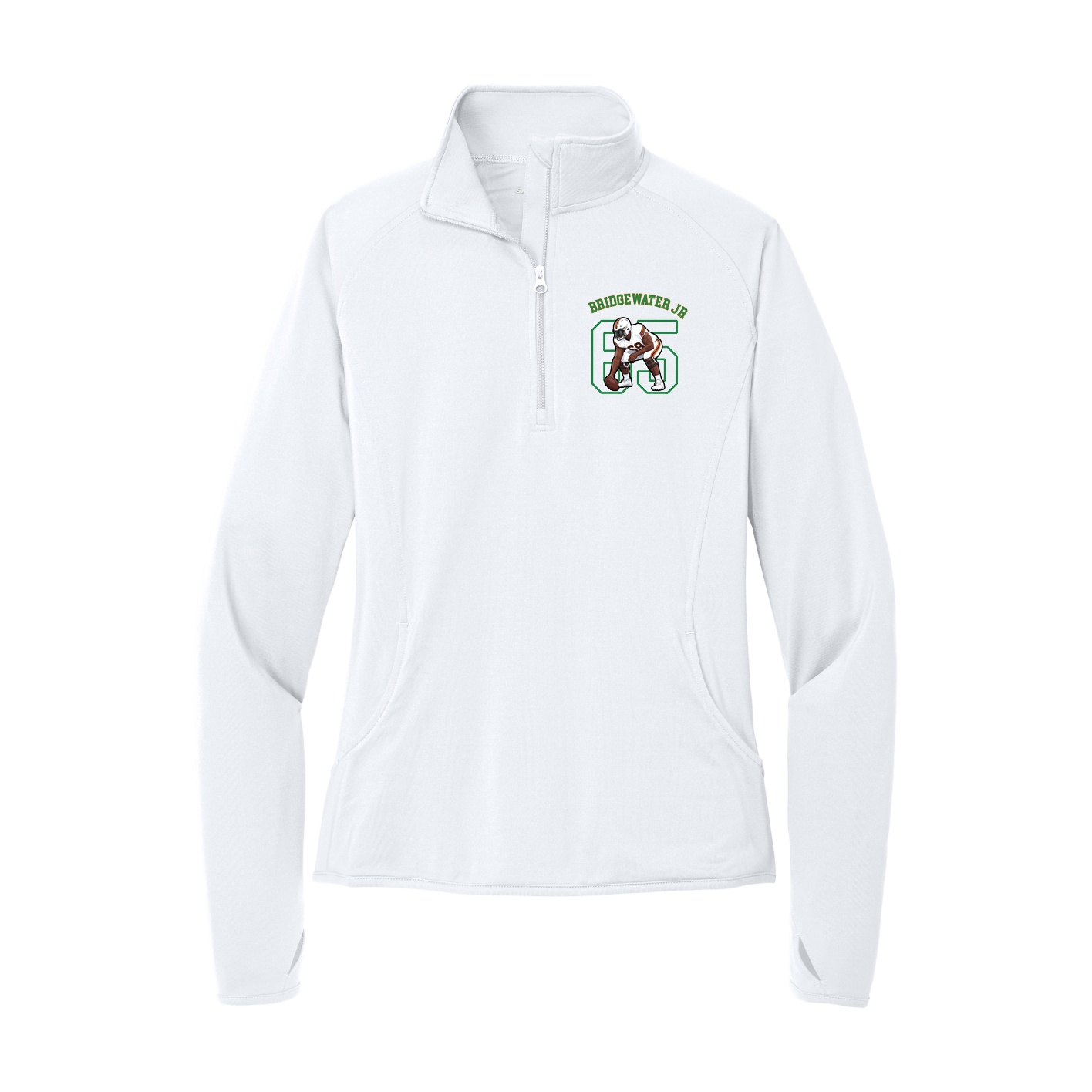 Women's Q-Zip Pullover — Shirsey Arch in White