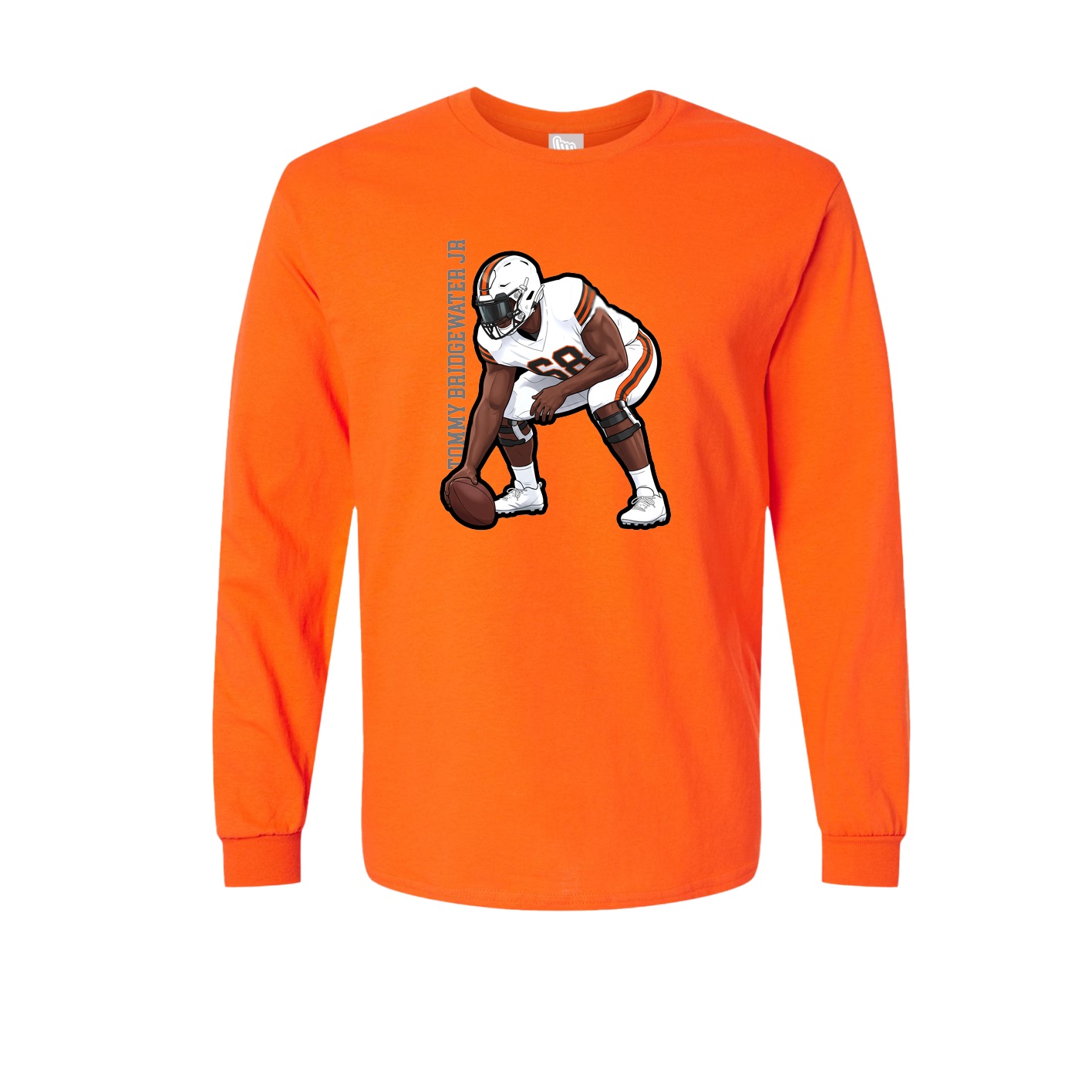 Long Sleeve Tee — Name Vertical in Orange