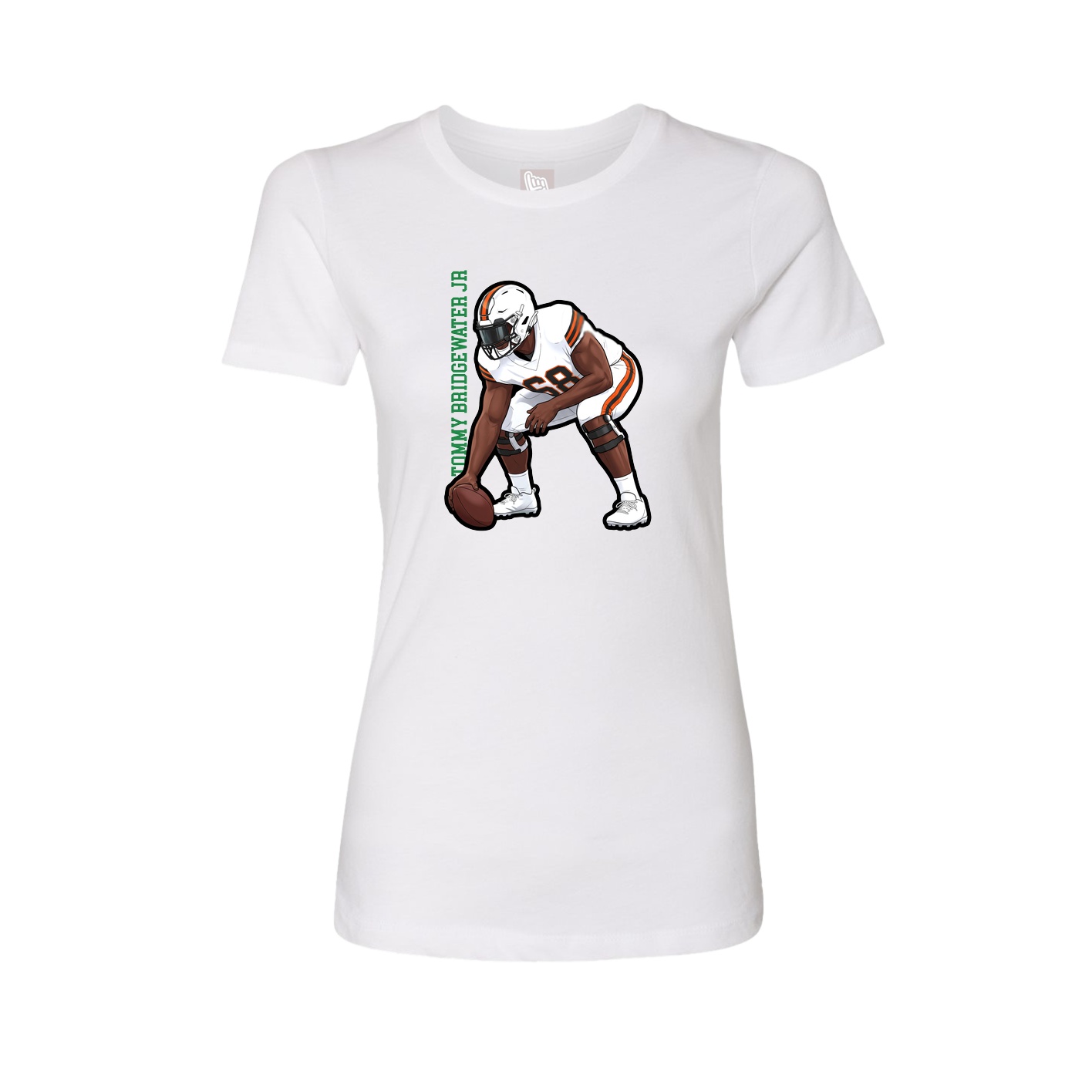 Fitted Women's Tee — Name Vertical in White