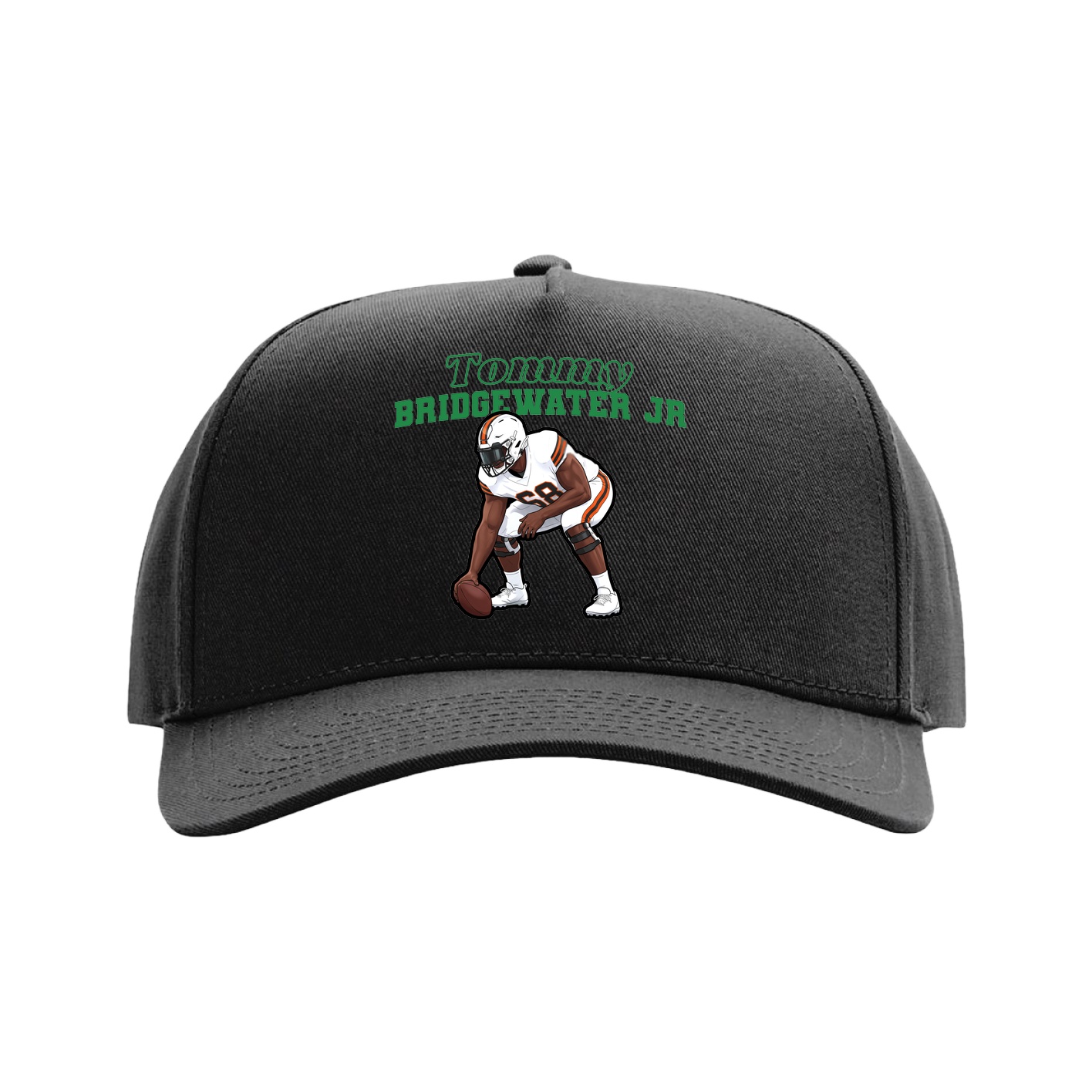 Full Fabric Five-Panel Champ Cap — Name Arch in Black