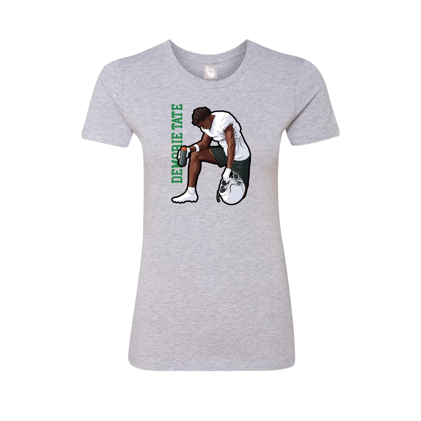 Fitted Women's Tee — Name Vertical in Grey