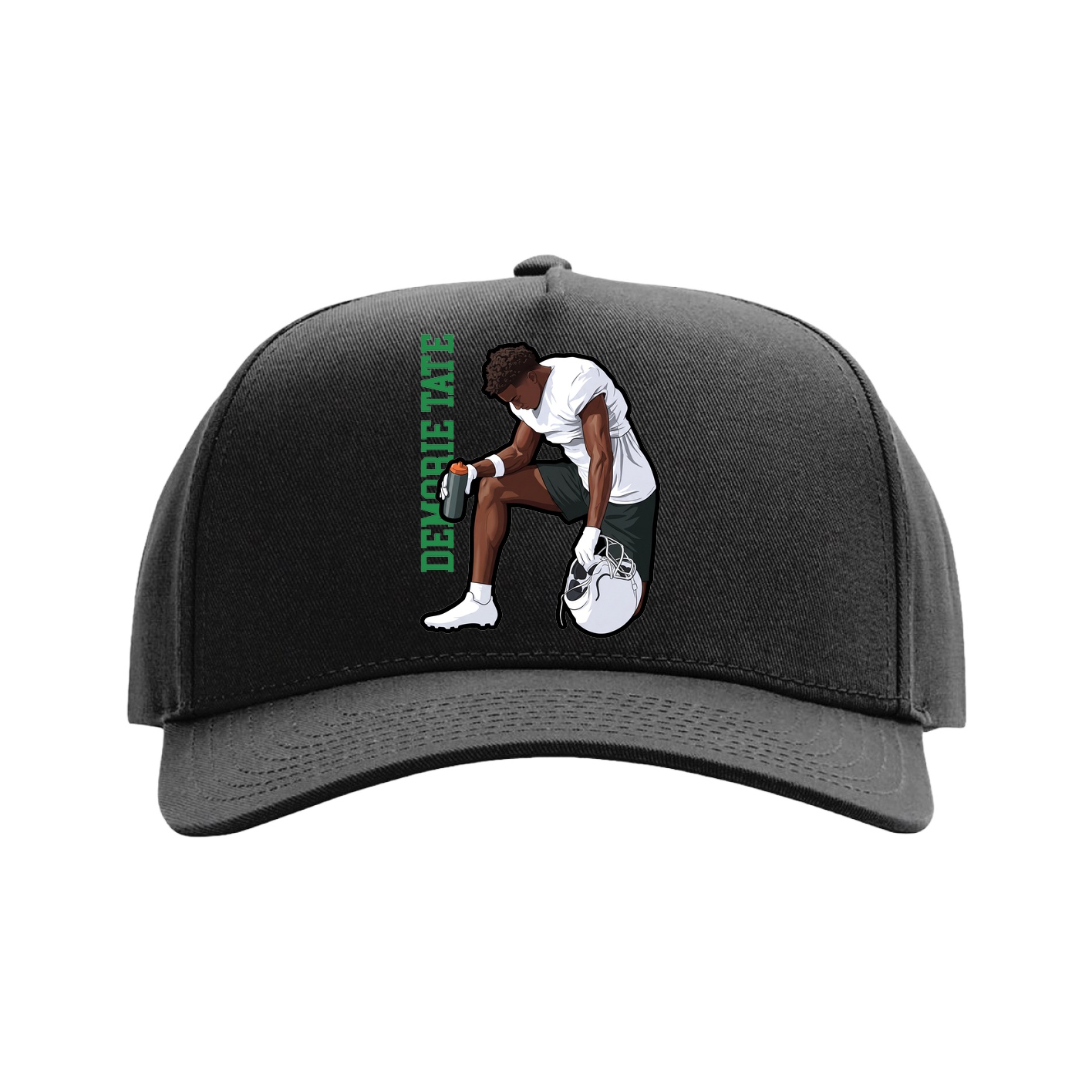 Full Fabric Five-Panel Champ Cap — Name Vertical in Black