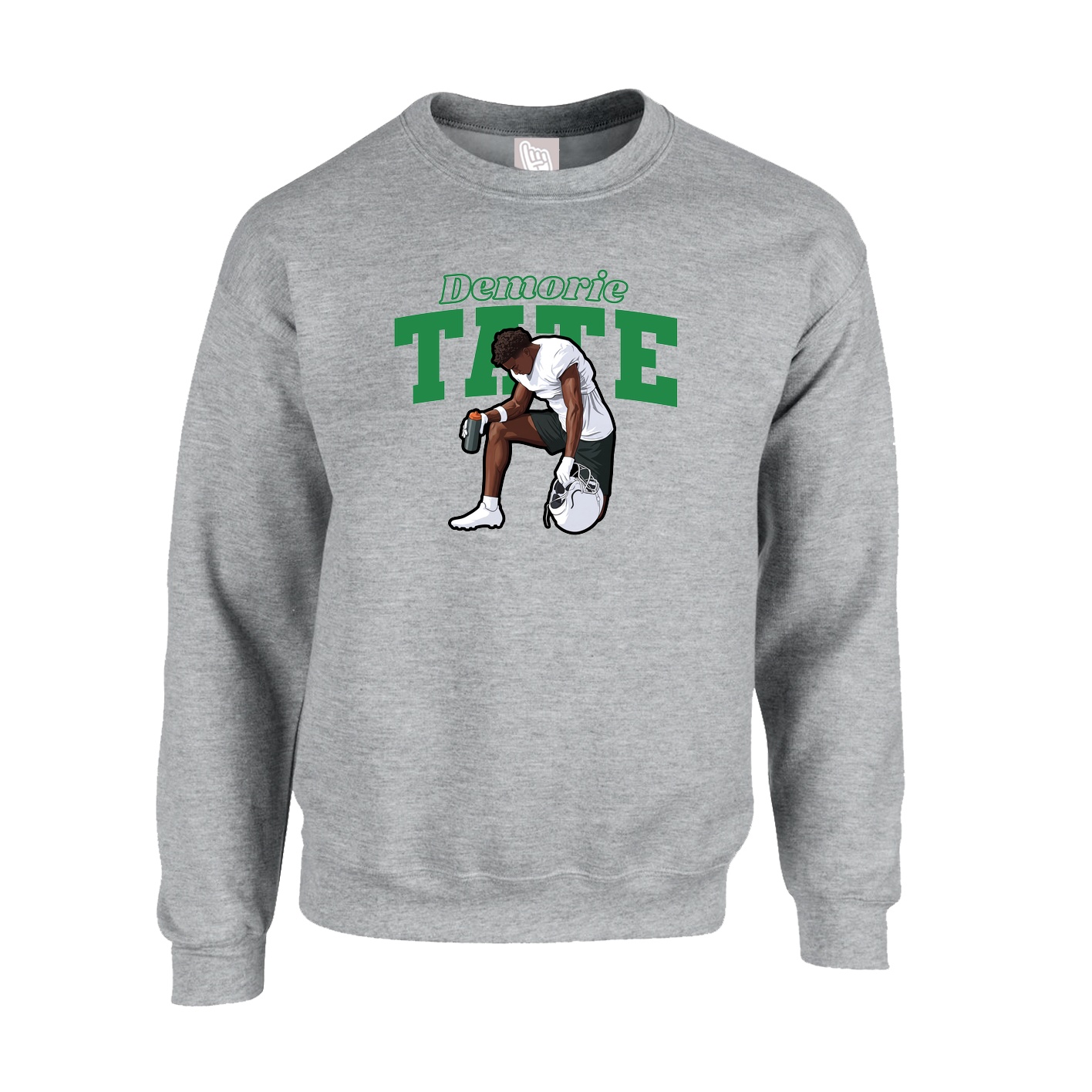 Fleece Crew — Name Arch in Grey