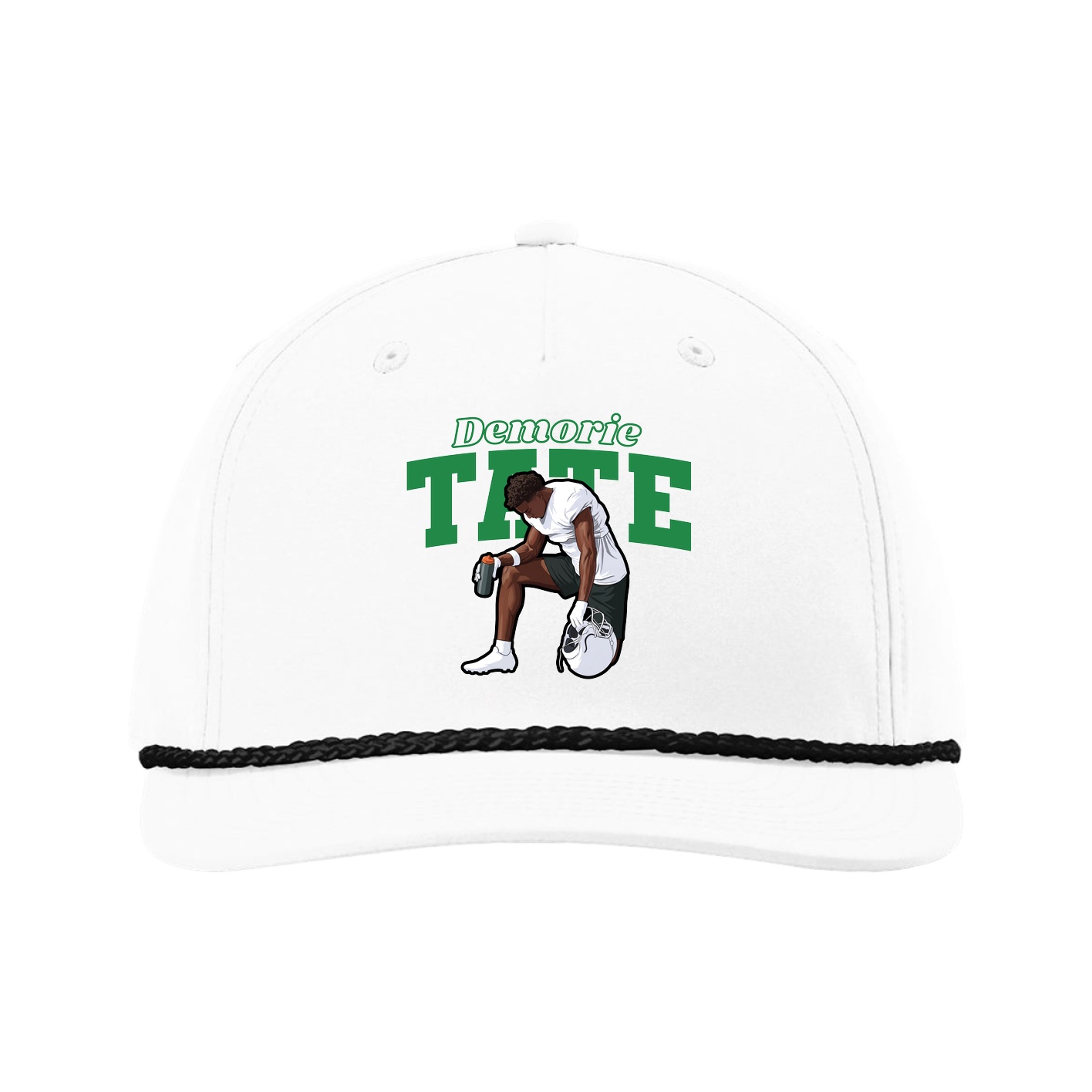 Five-Panel Classic Rope Cap — Name Arch in White