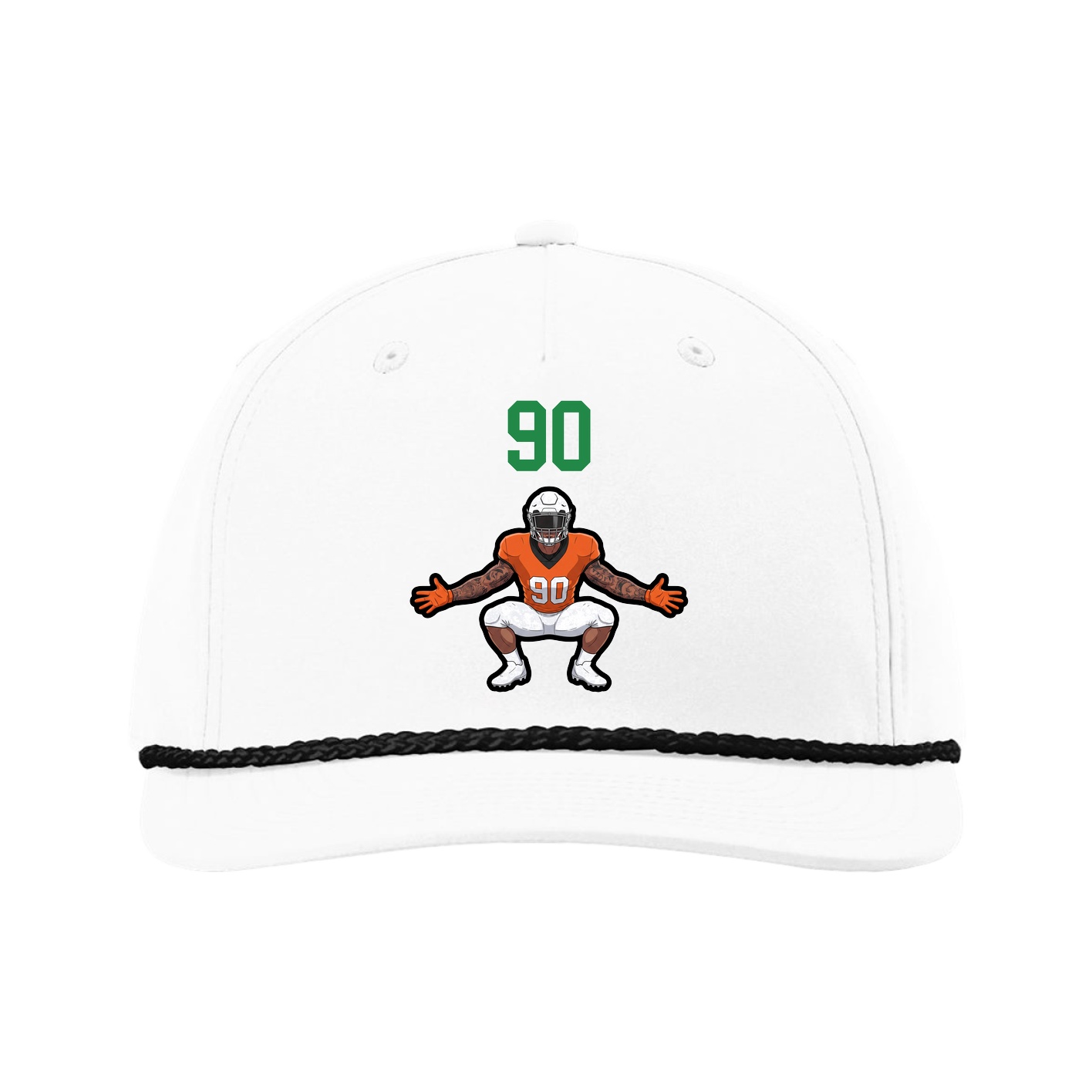 Five-Panel Classic Rope Cap — Number Top in White