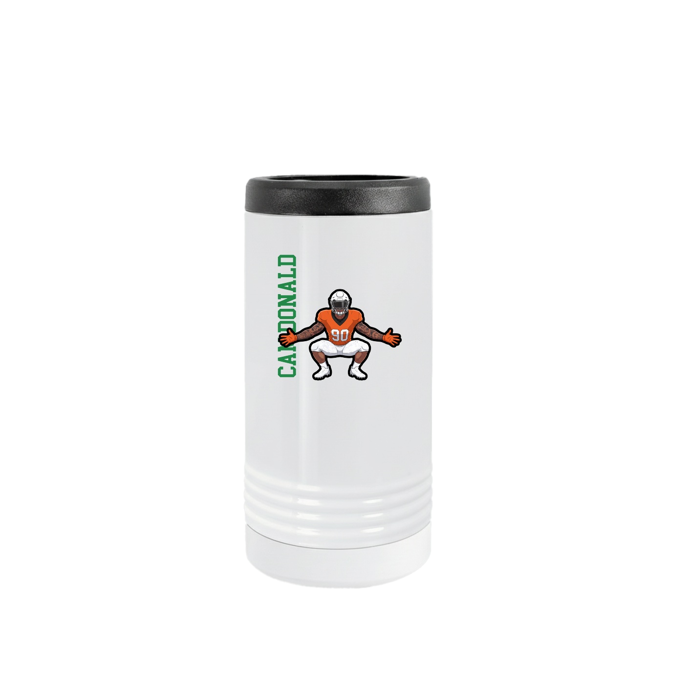 Slim Beverage Holder — Name Vertical in White