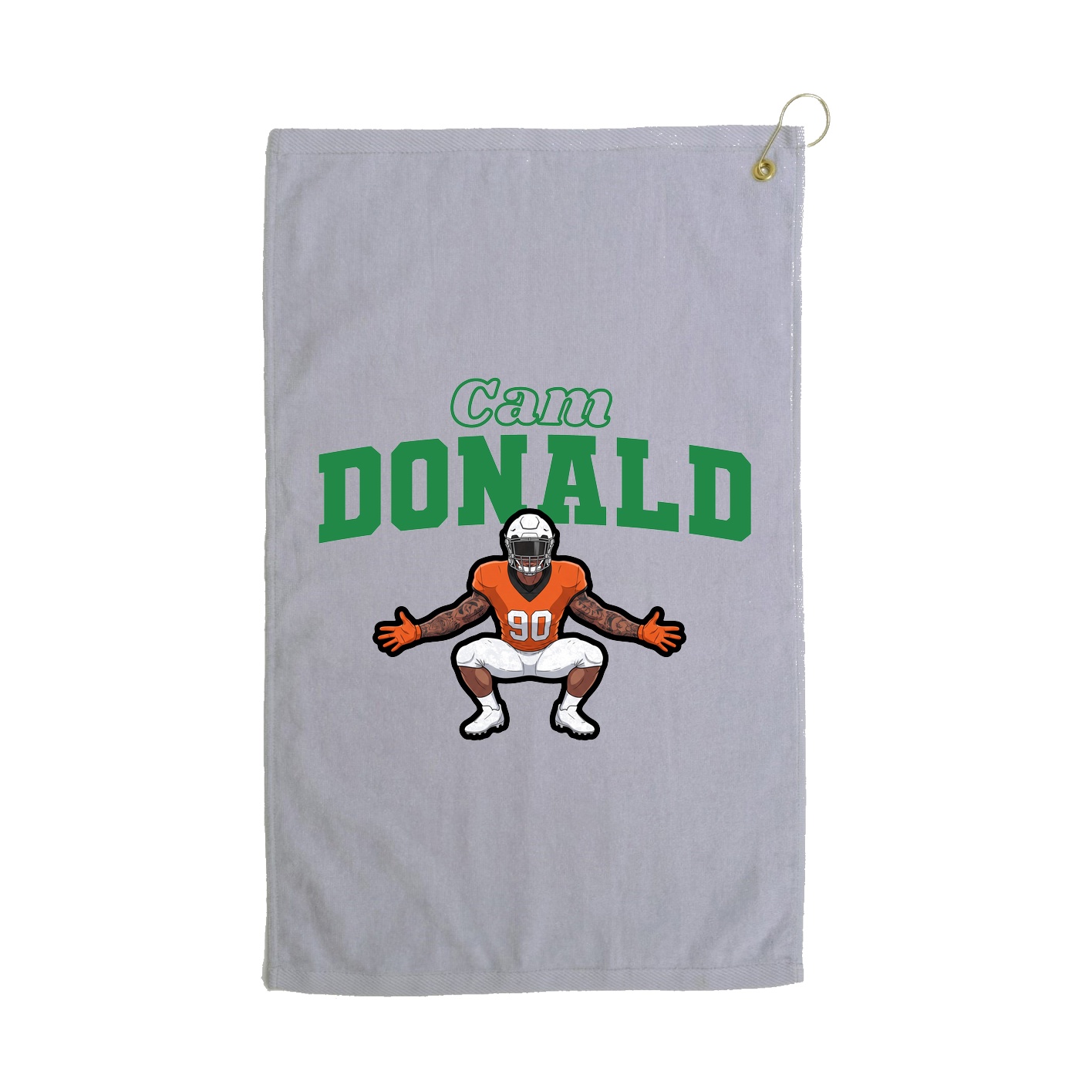 Golf Towel — Name Arch in Grey