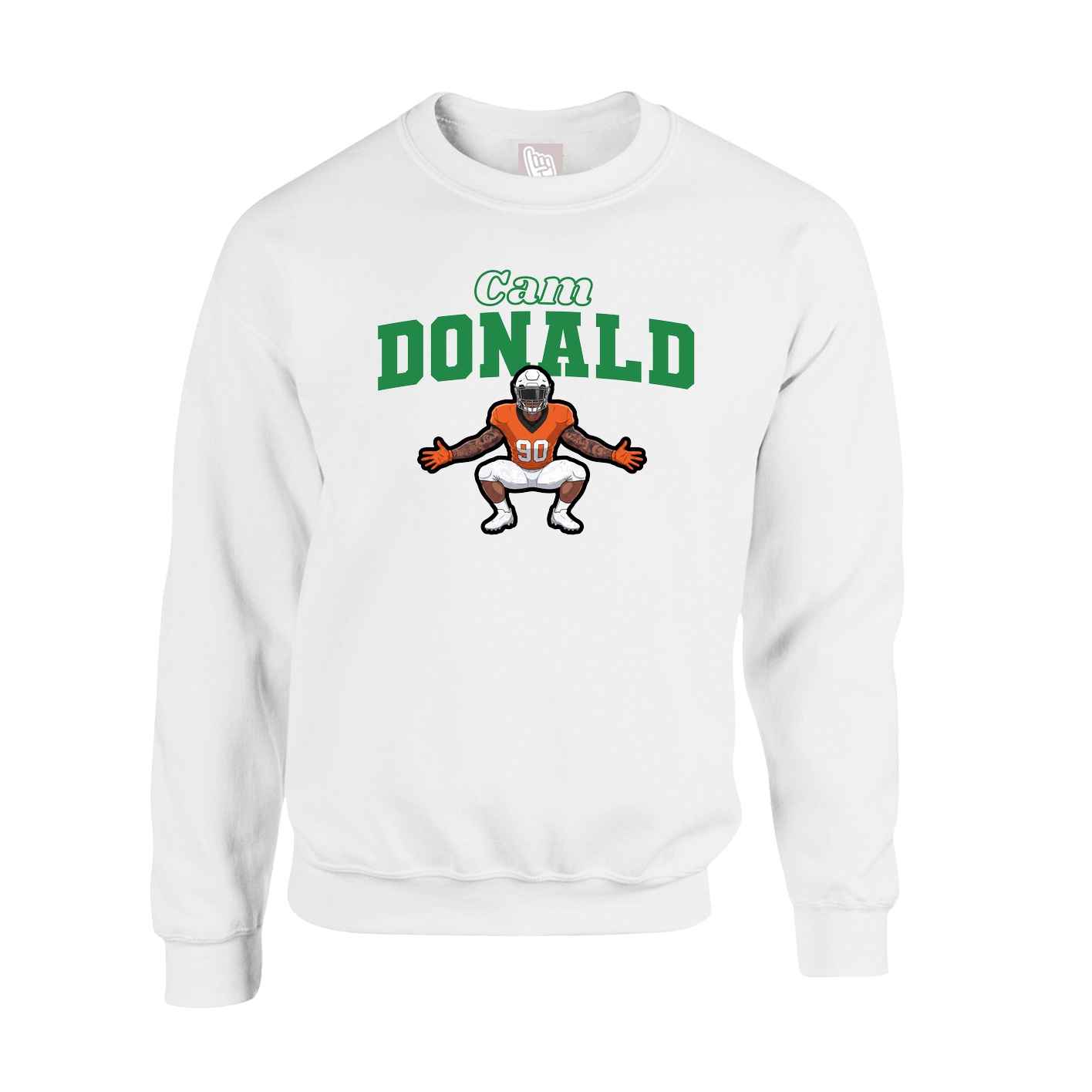 Fleece Crew — Name Arch in White