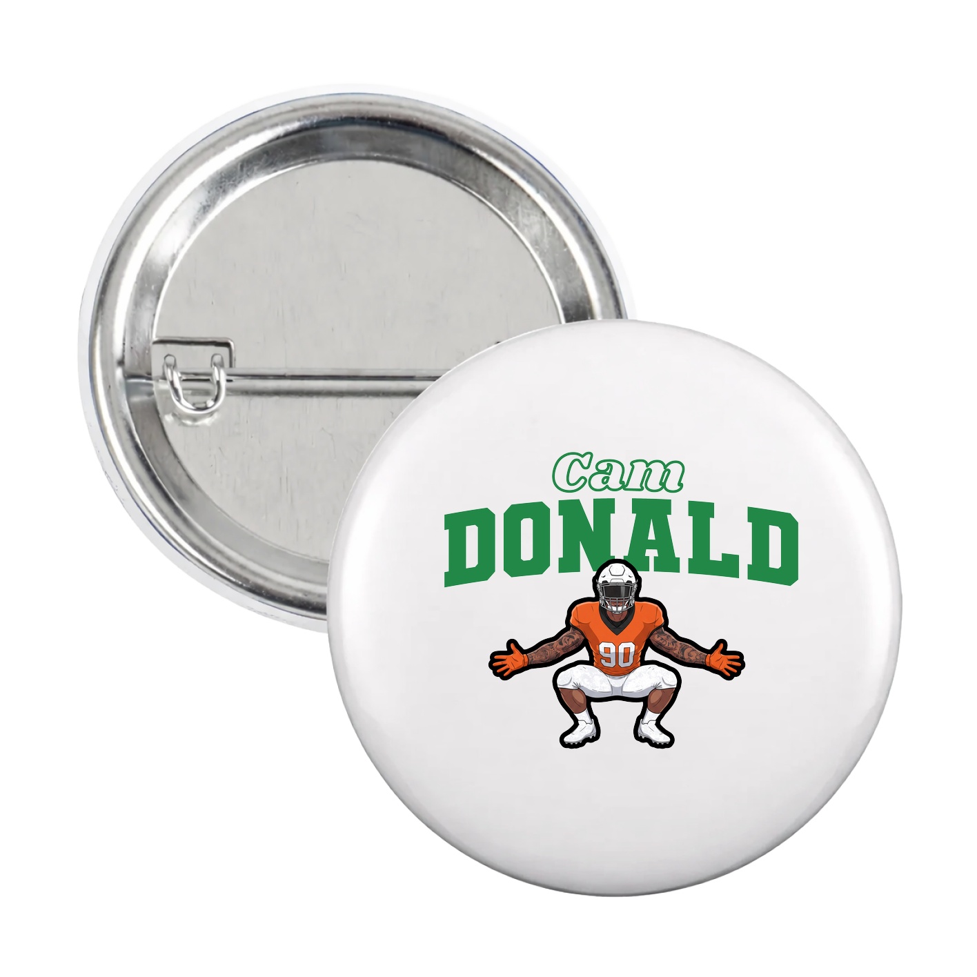 Game Day Button — Name Arch in White