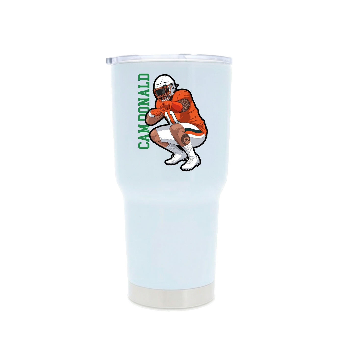 30oz Stainless Steel Tumbler — Name Vertical in White