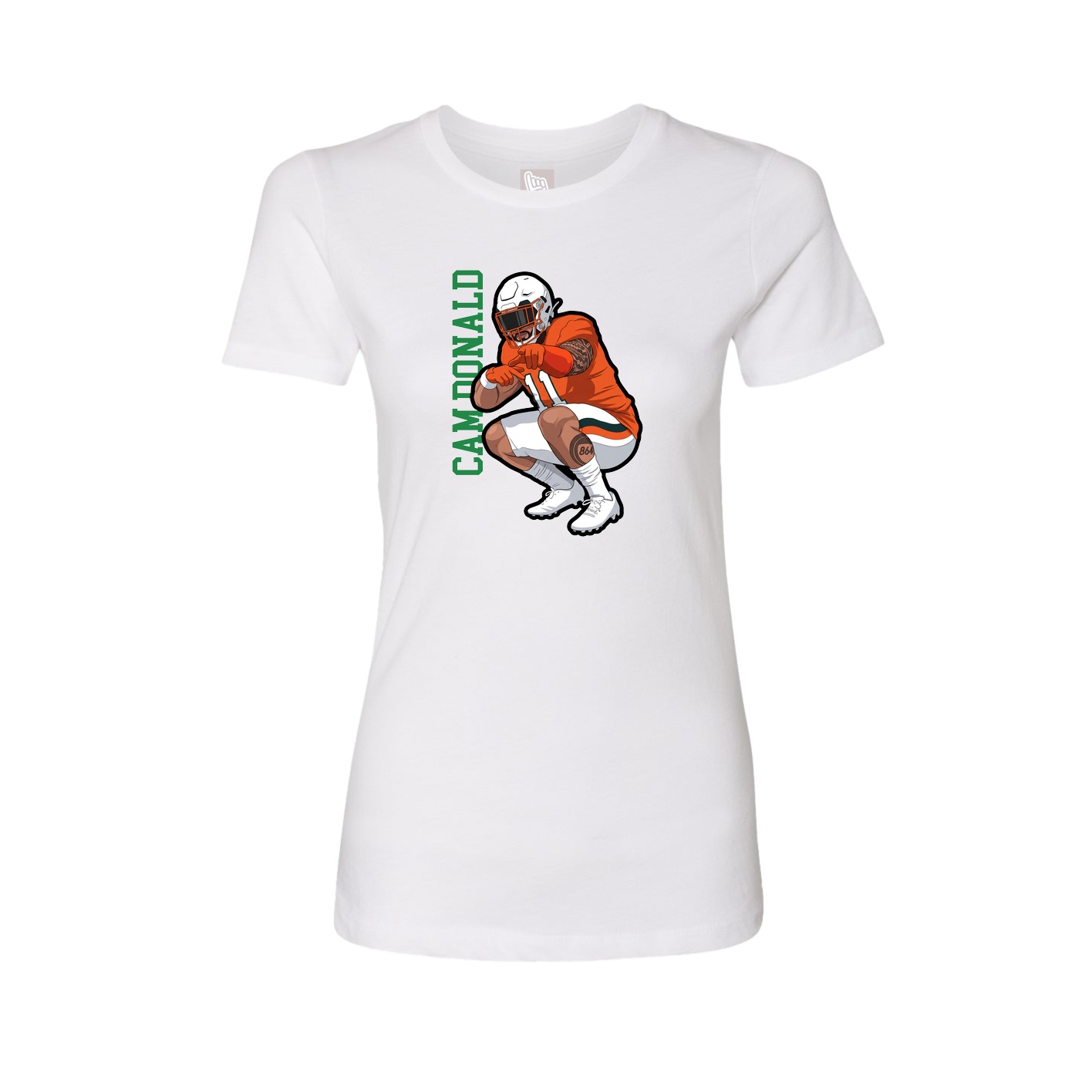 Fitted Women's Tee — Name Vertical in White