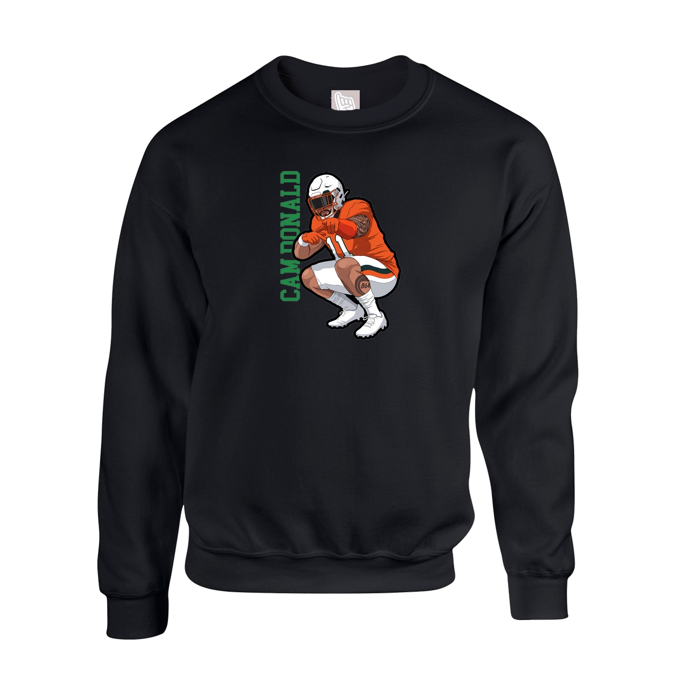 Fleece Crew — Name Vertical in Black