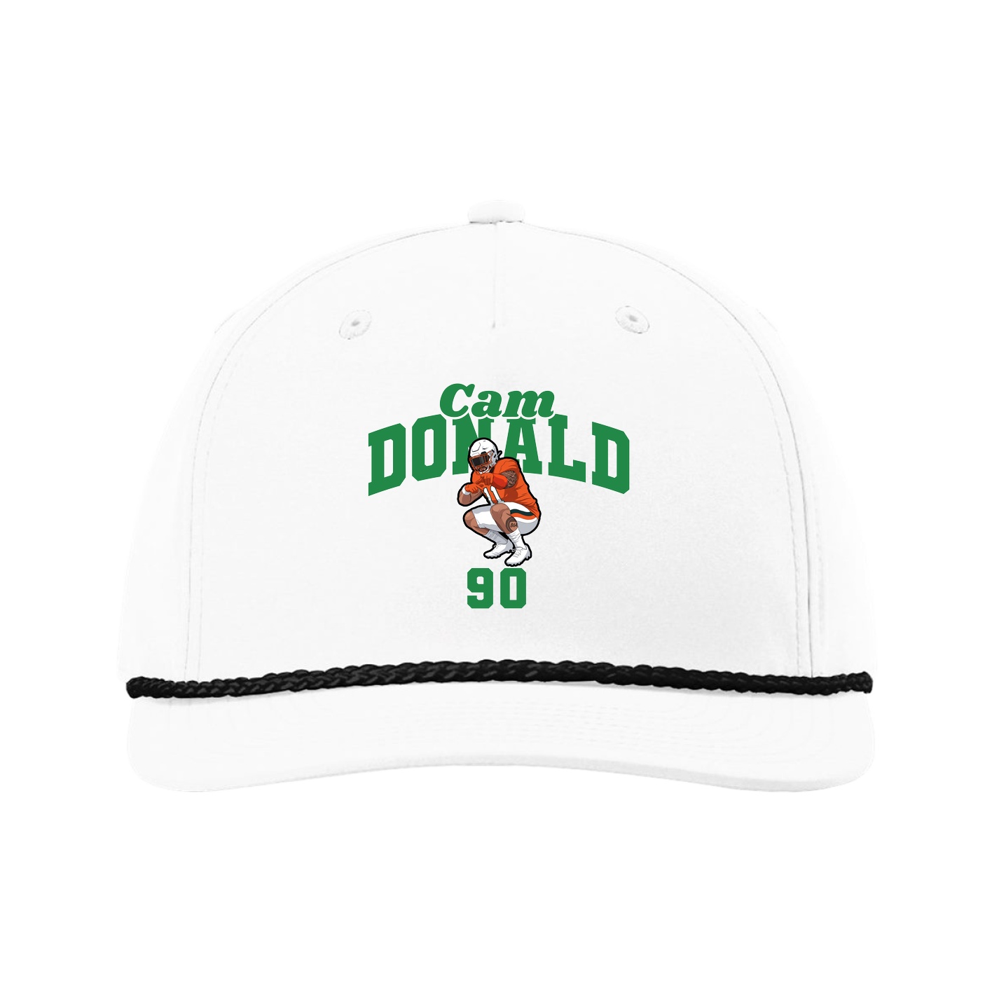 Five-Panel Classic Rope Cap — Signature Arch in White