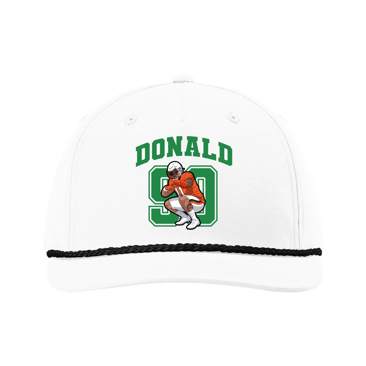Five-Panel Classic Rope Cap — Number in White