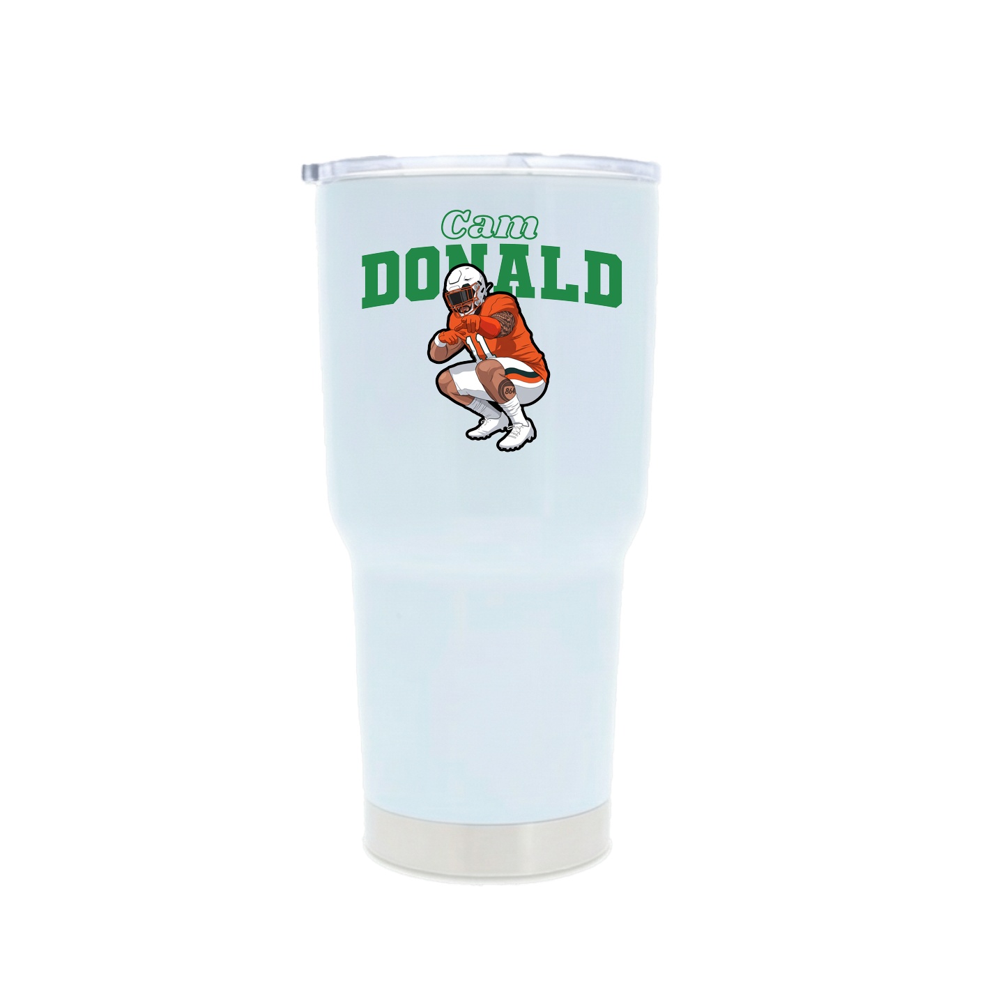 30oz Stainless Steel Tumbler — Name Arch in White