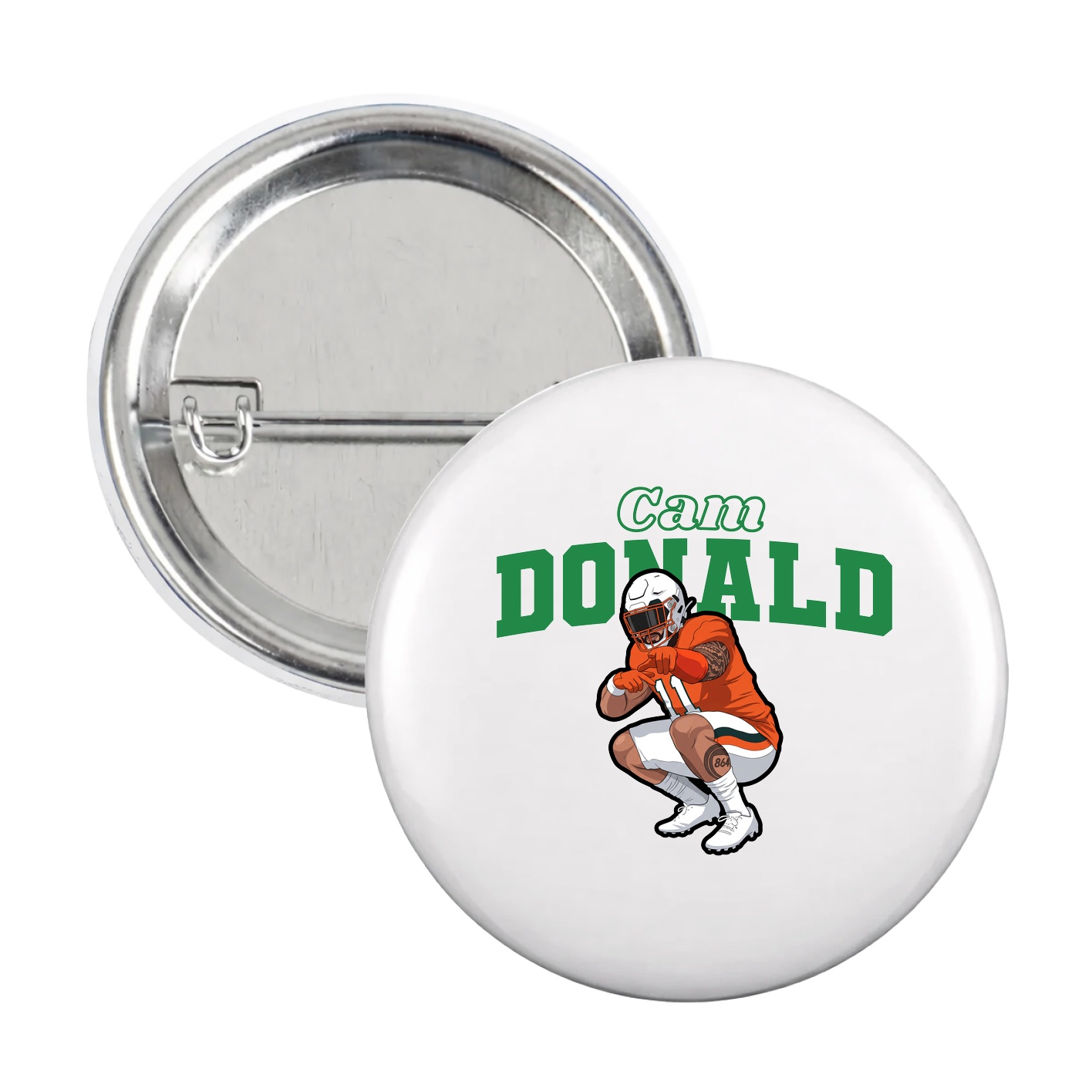 Game Day Button — Name Arch in White