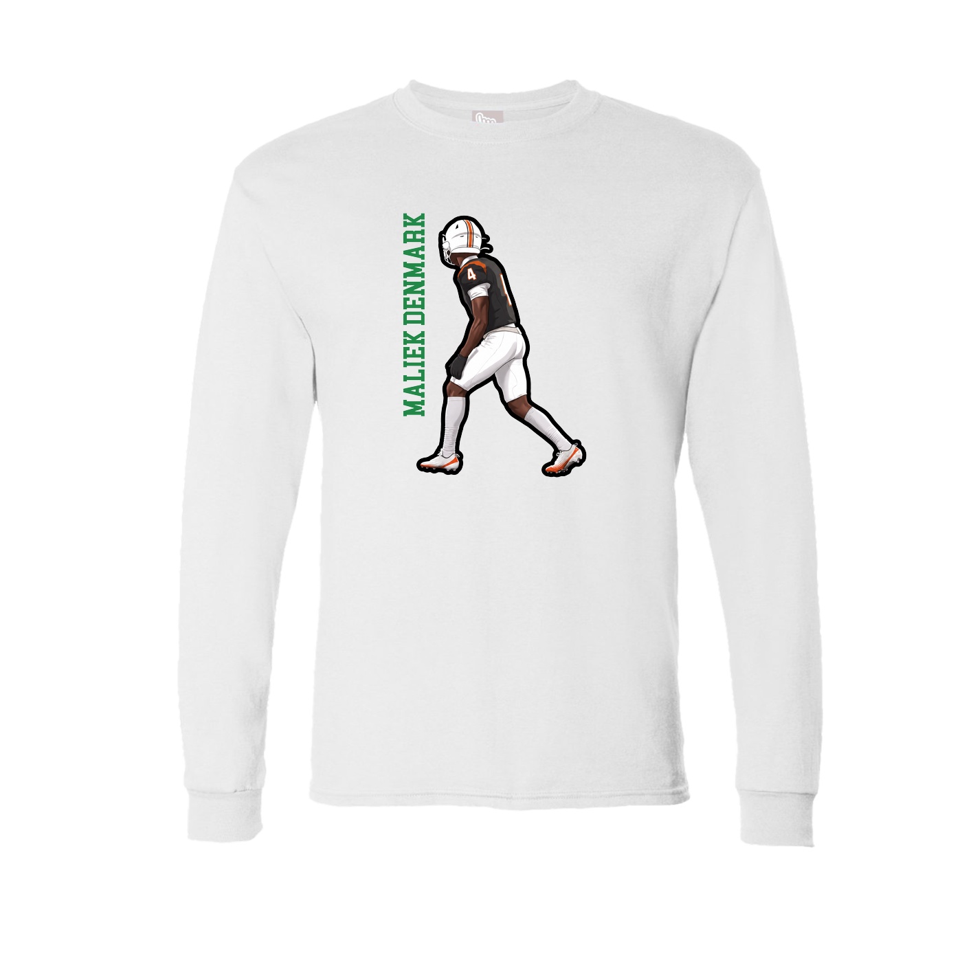 Long Sleeve Tee — Name Vertical in White
