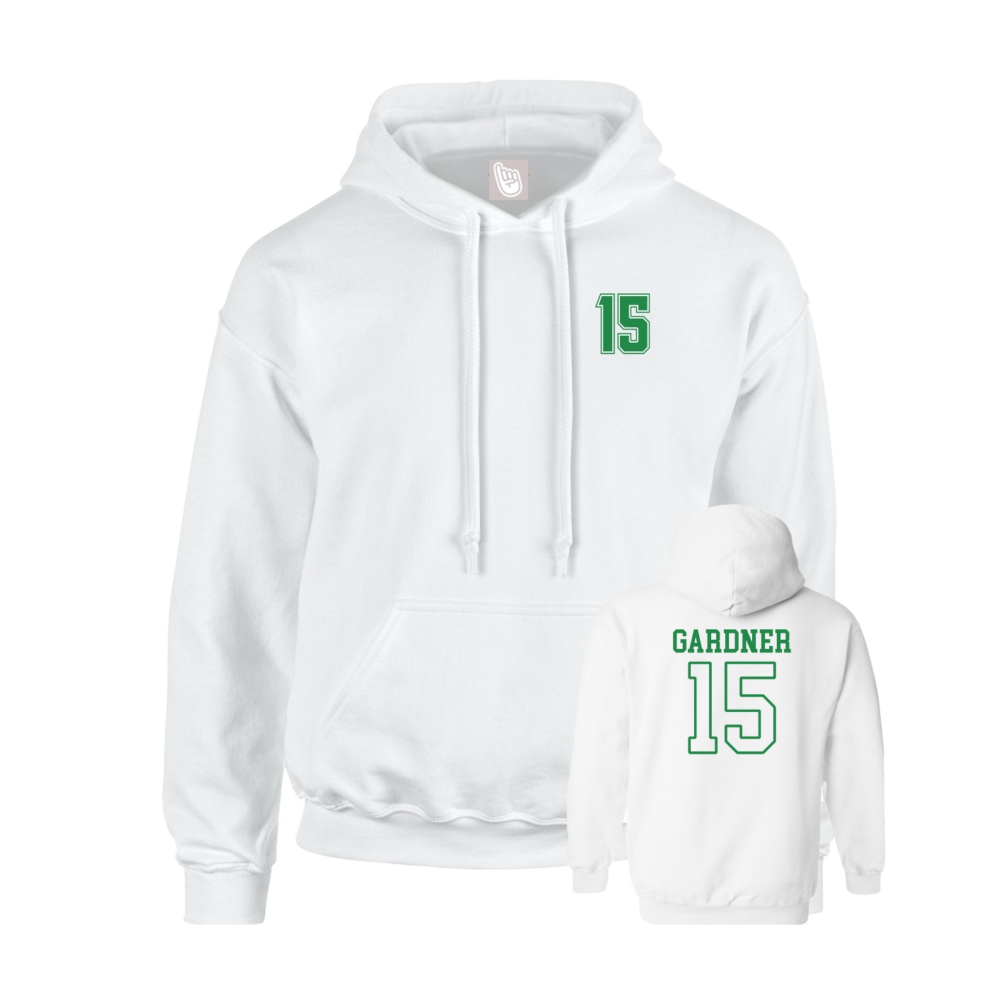 Youth Hoodie — Chest Back in White