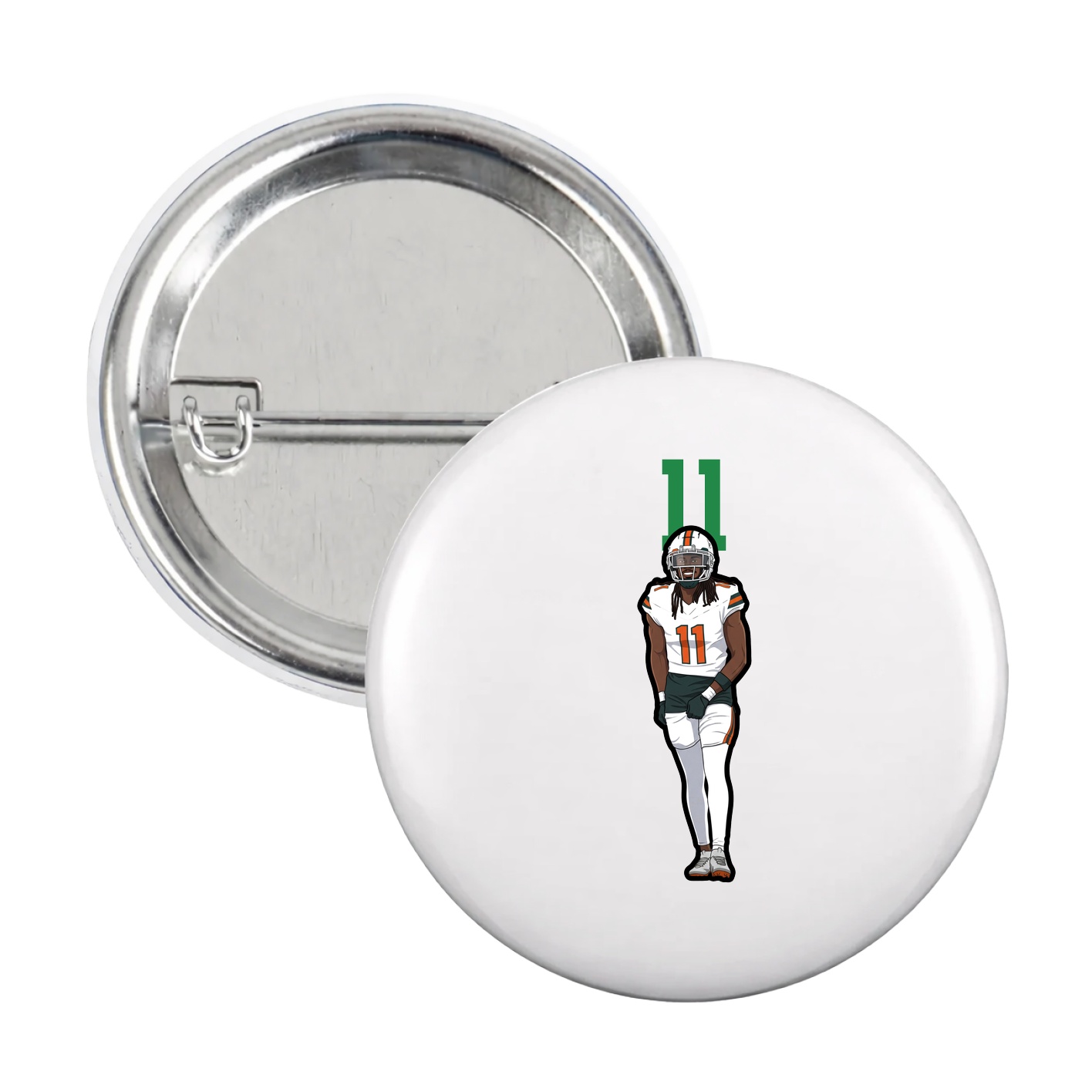 Game Day Button — Number Top in White