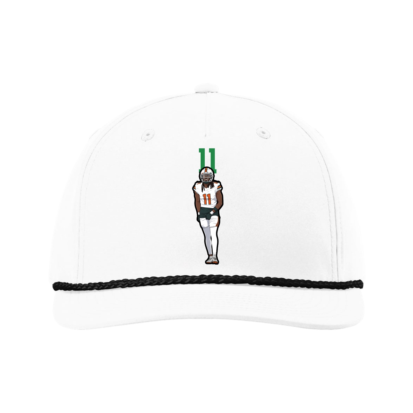 Five-Panel Classic Rope Cap — Number Top in White
