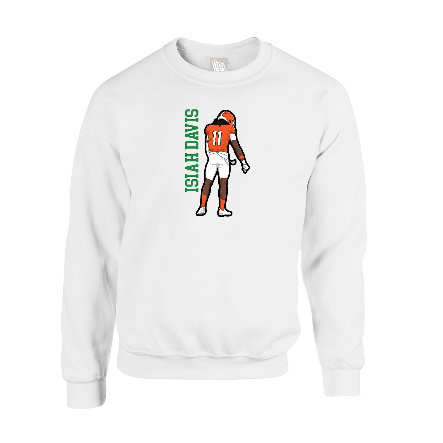 Fleece Crew — Name Vertical in White