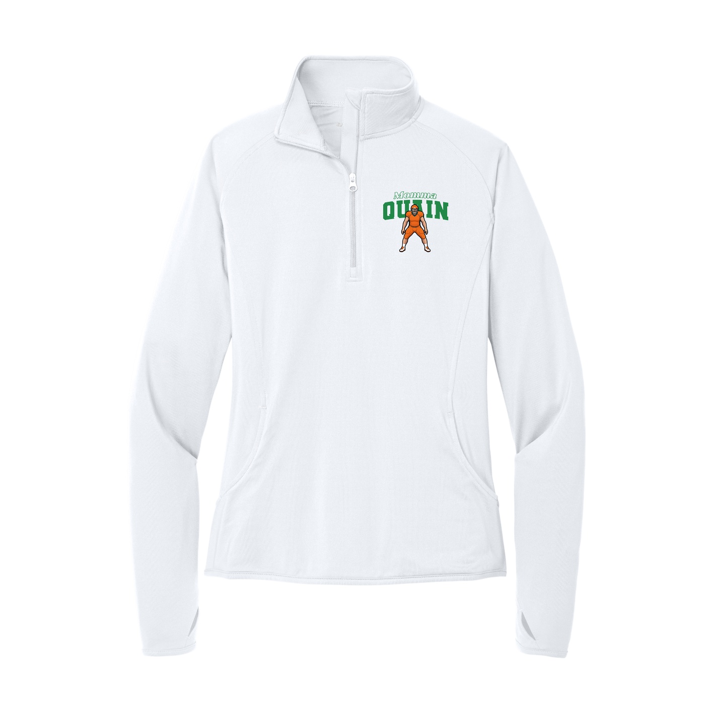 Women's Q-Zip Pullover — Mothers Day Block in White