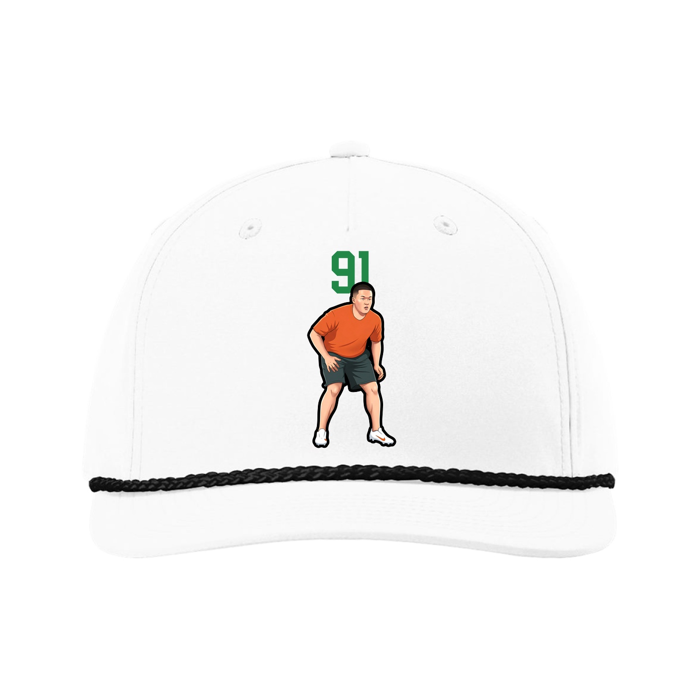 Five-Panel Classic Rope Cap — Number Top in White