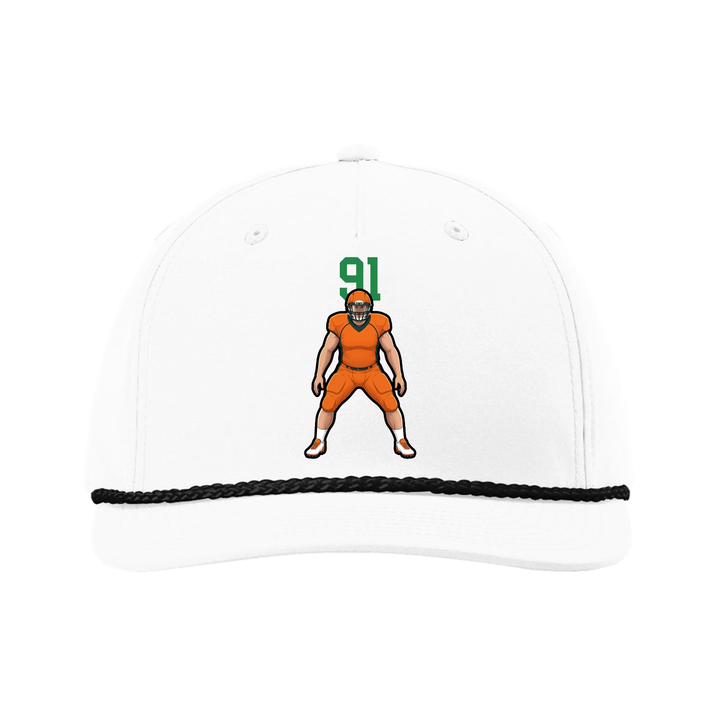 Five-Panel Classic Rope Cap — Number Top in White