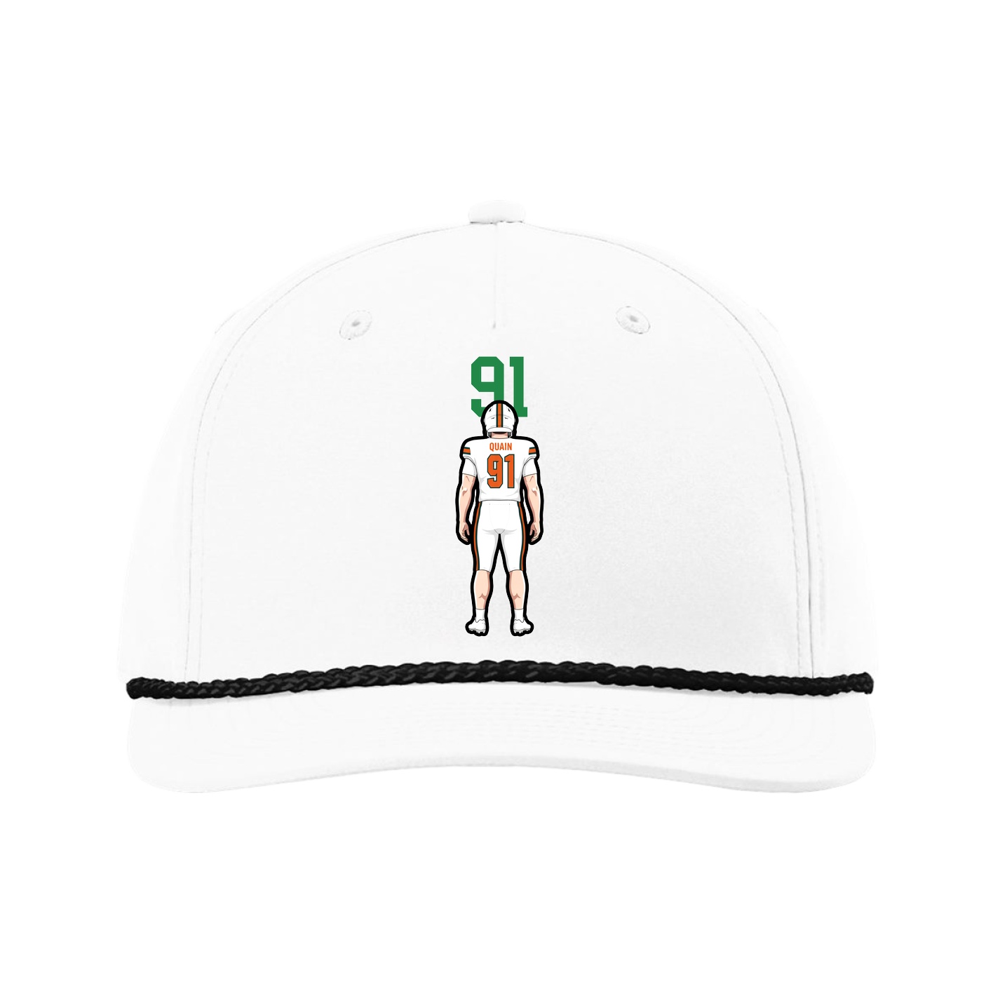 Five-Panel Classic Rope Cap — Number Top in White