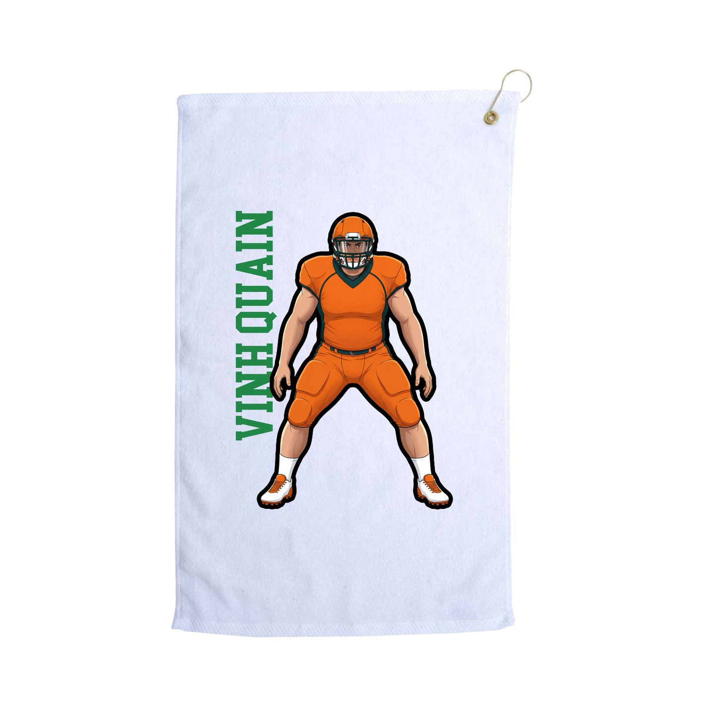 Golf Towel — Name Vertical in White