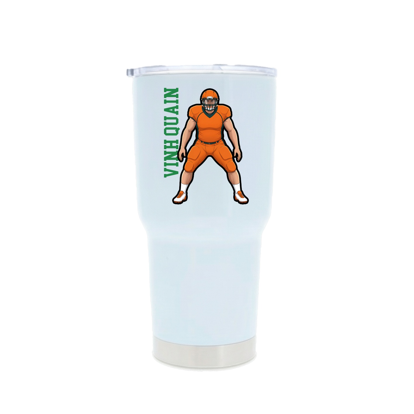 30oz Stainless Steel Tumbler — Name Vertical in White