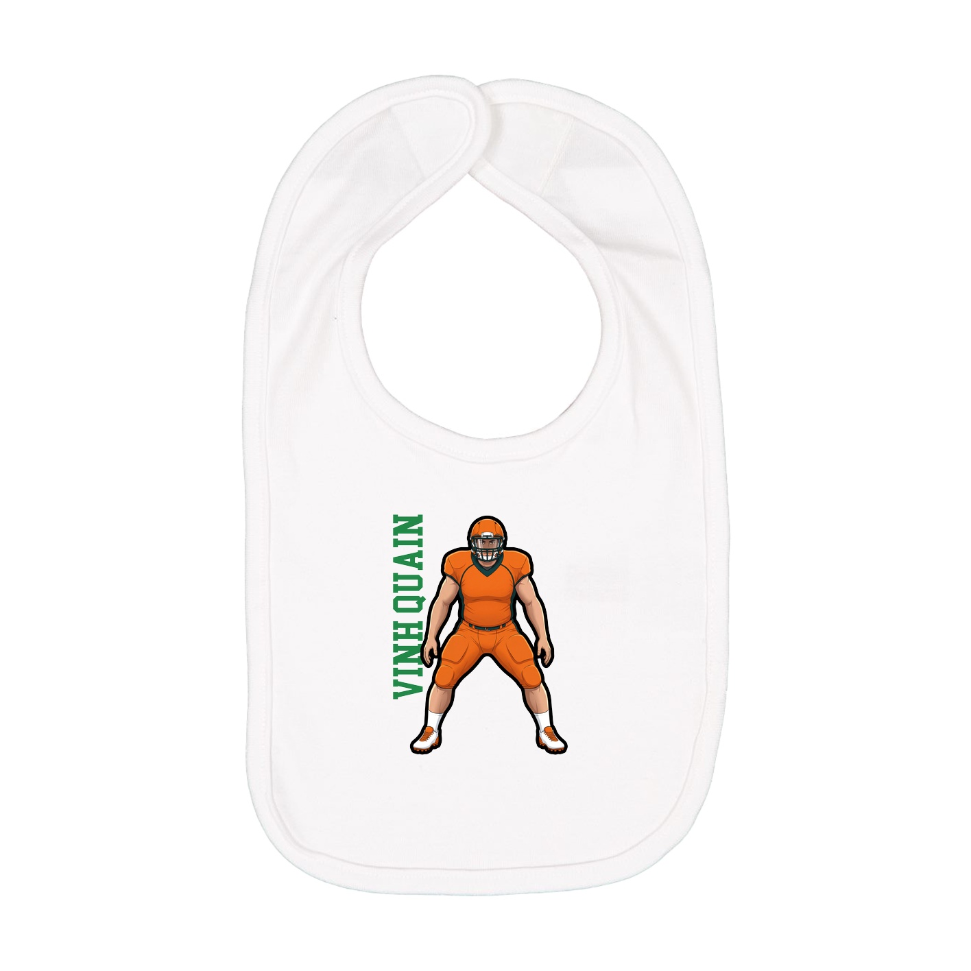 Infant Bib — Name Vertical in White