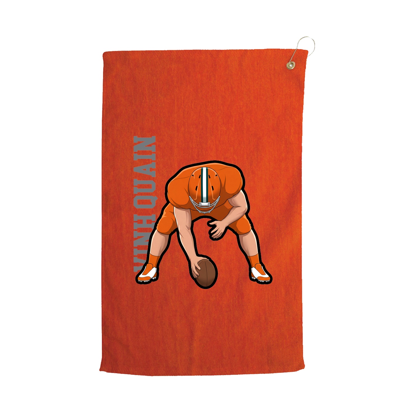 Golf Towel — Name Vertical in Orange