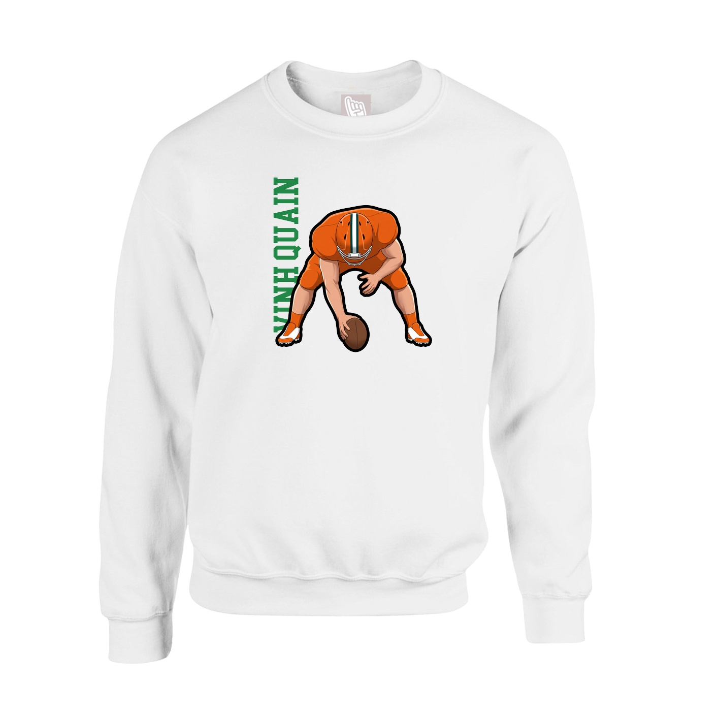 Fleece Crew — Name Vertical in White