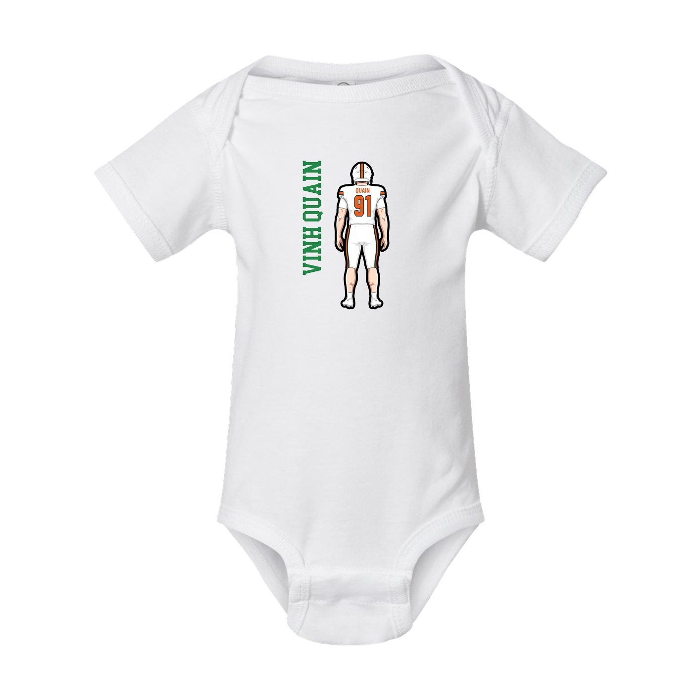 Baby Onesie — Name Vertical in White