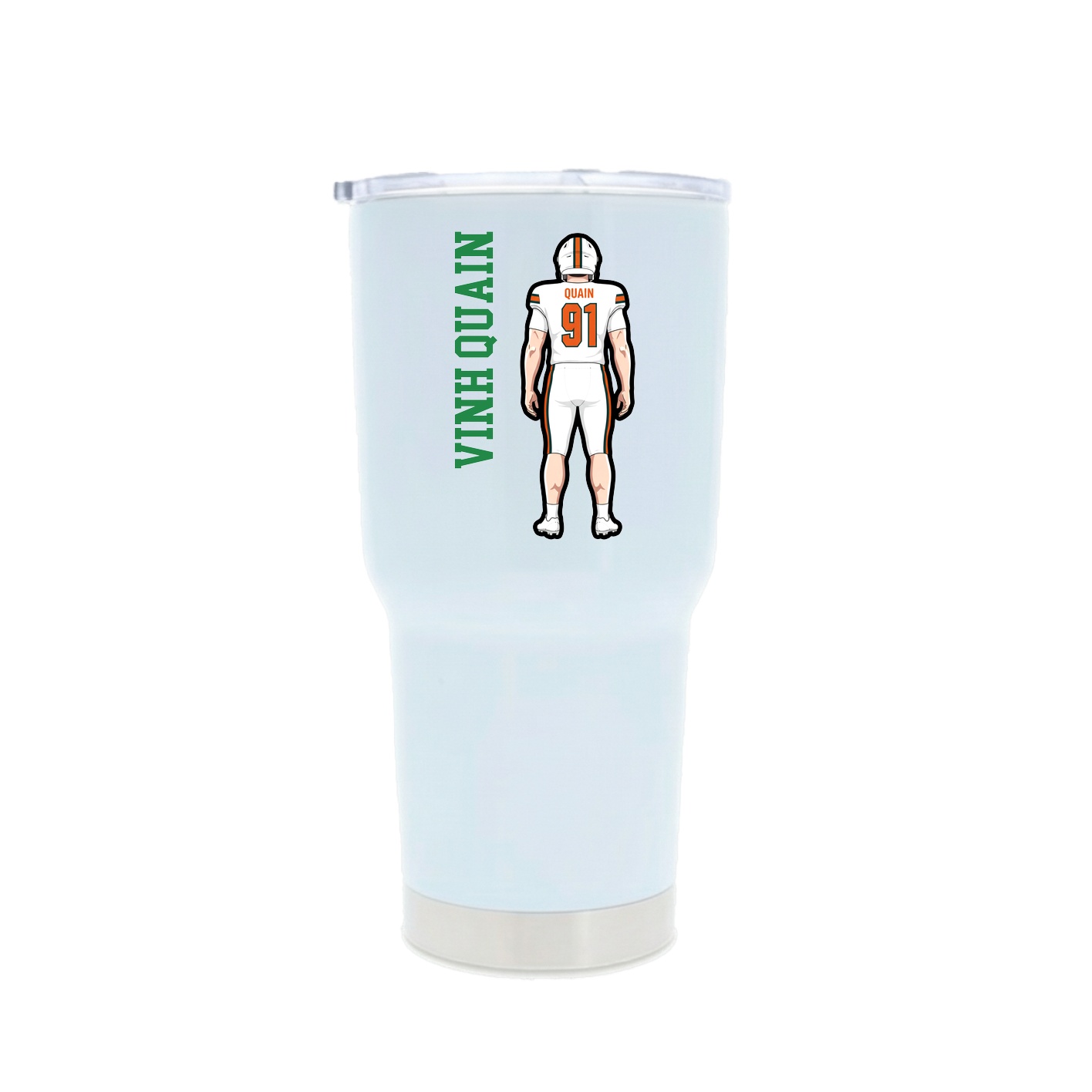 30oz Stainless Steel Tumbler — Name Vertical in White