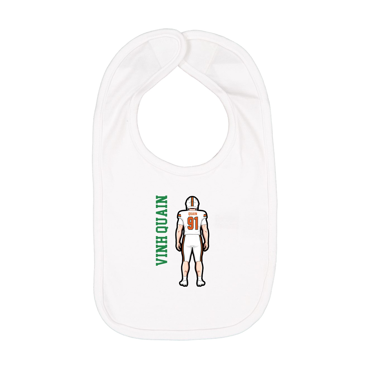 Infant Bib — Name Vertical in White