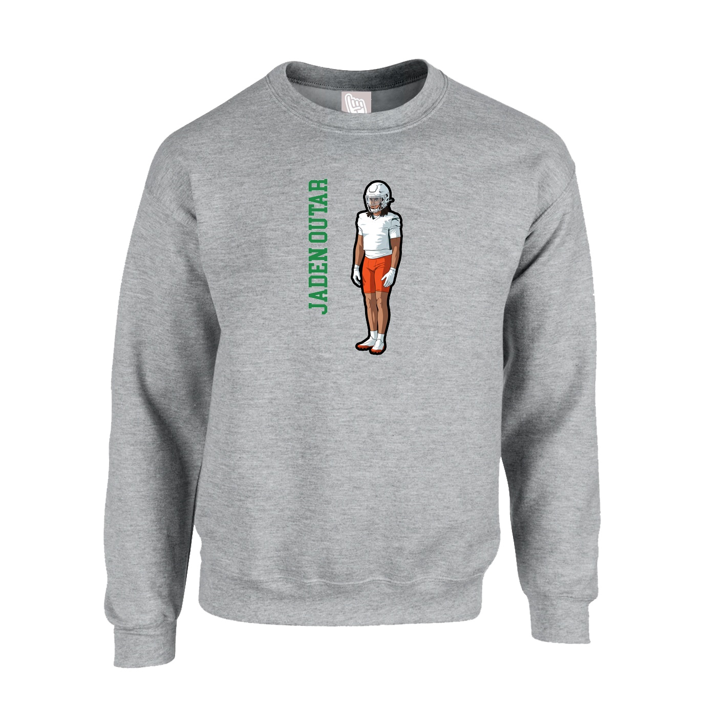 Fleece Crew — Name Vertical in Grey