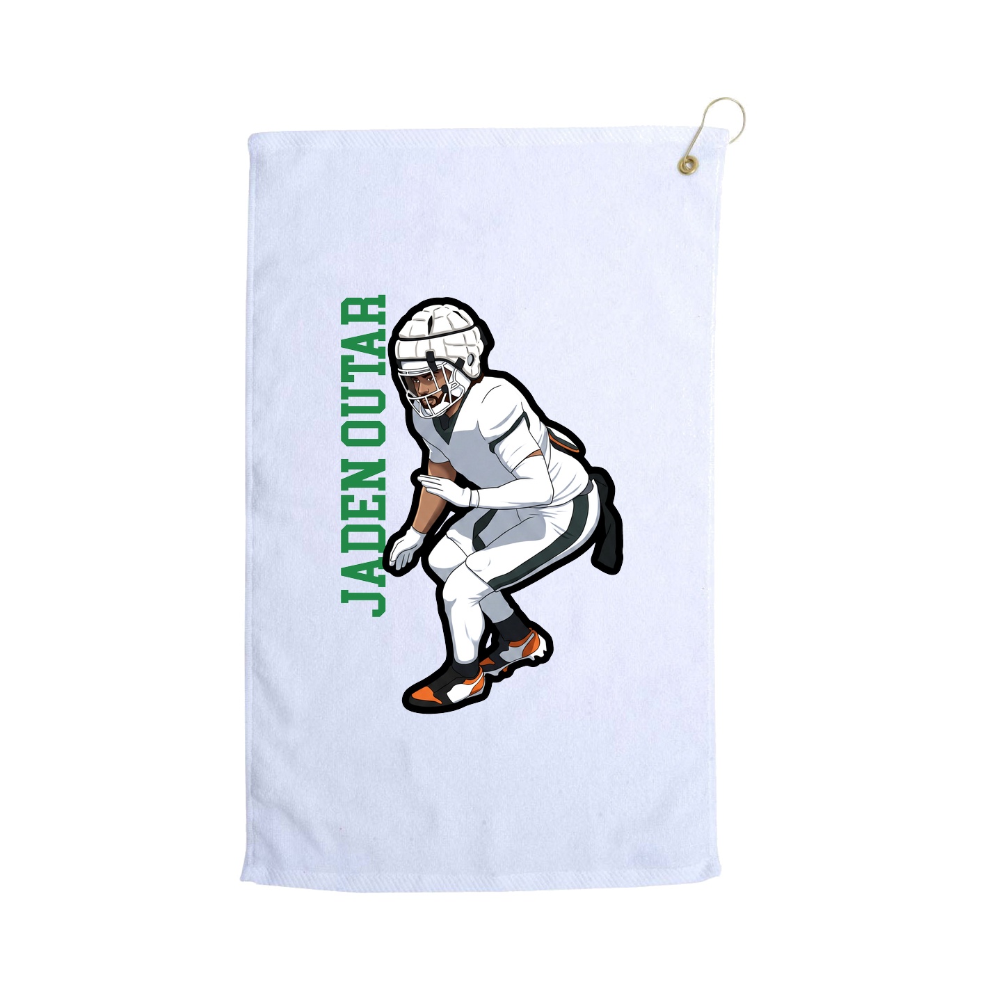 Golf Towel — Name Vertical in White