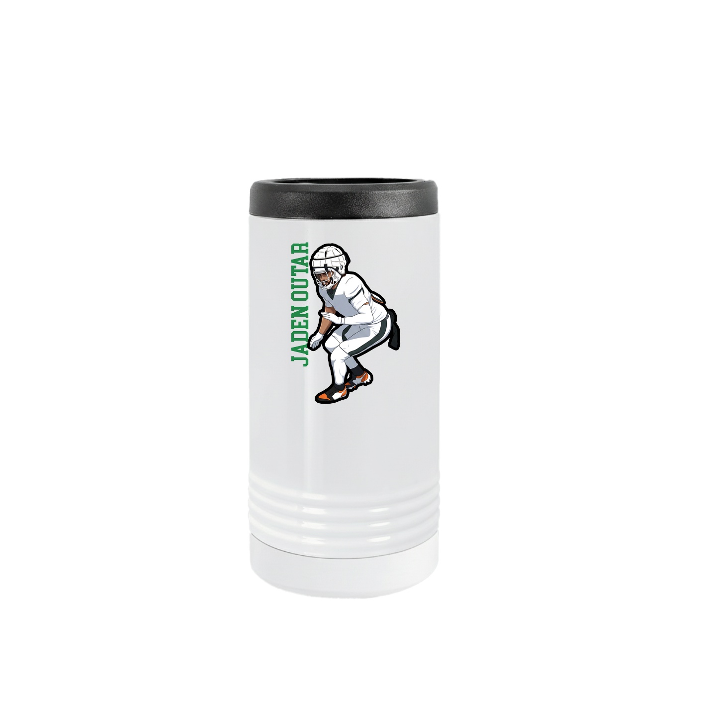 Slim Beverage Holder — Name Vertical in White